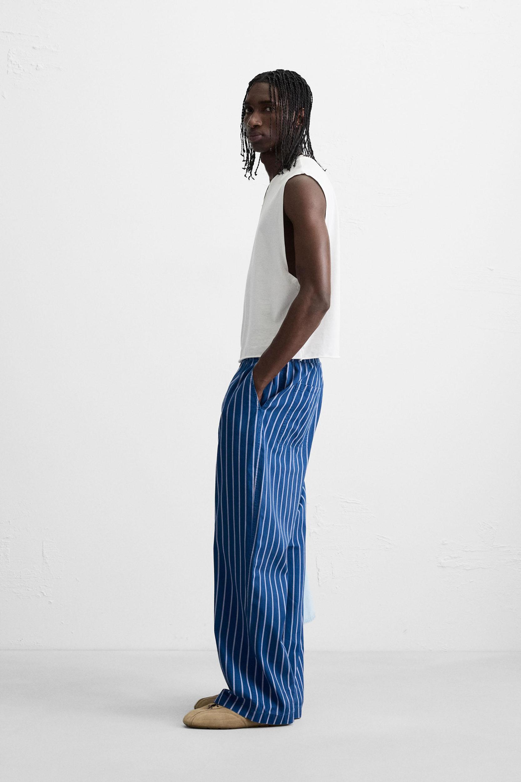 STRIPED RELAXED FIT PANTS Product Image