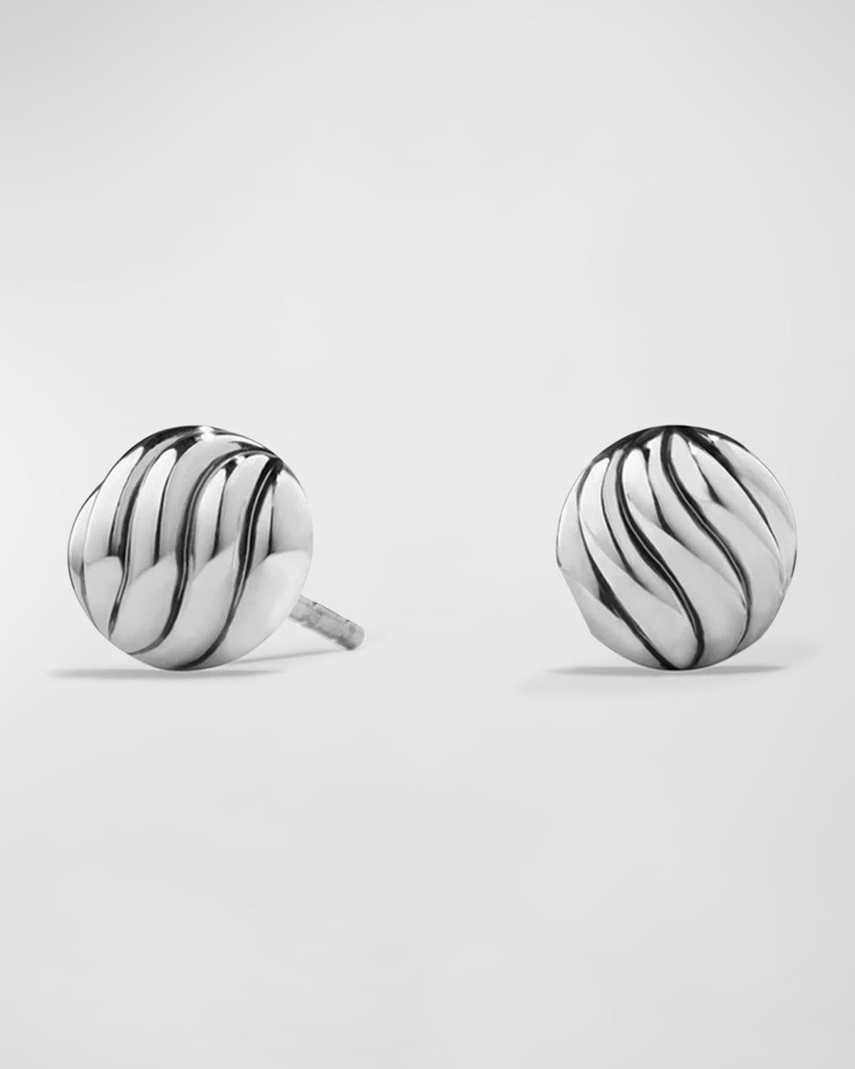 Womens Sculpted Cable Stud Earrings in Sterling Silver, 8mm Size 0 Product Image
