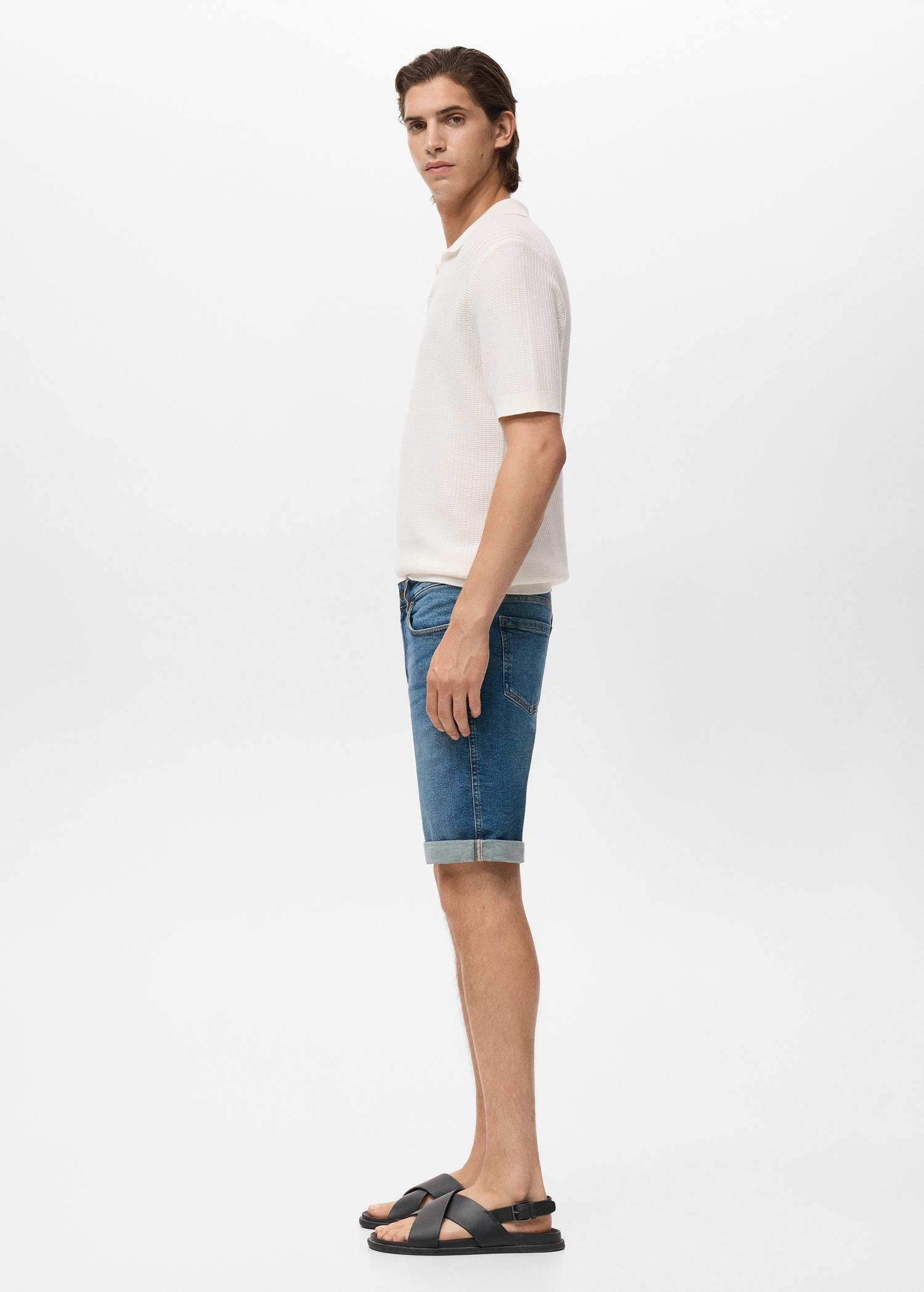Slim-fit denim bermuda shorts - Men | MANGO USA Product Image