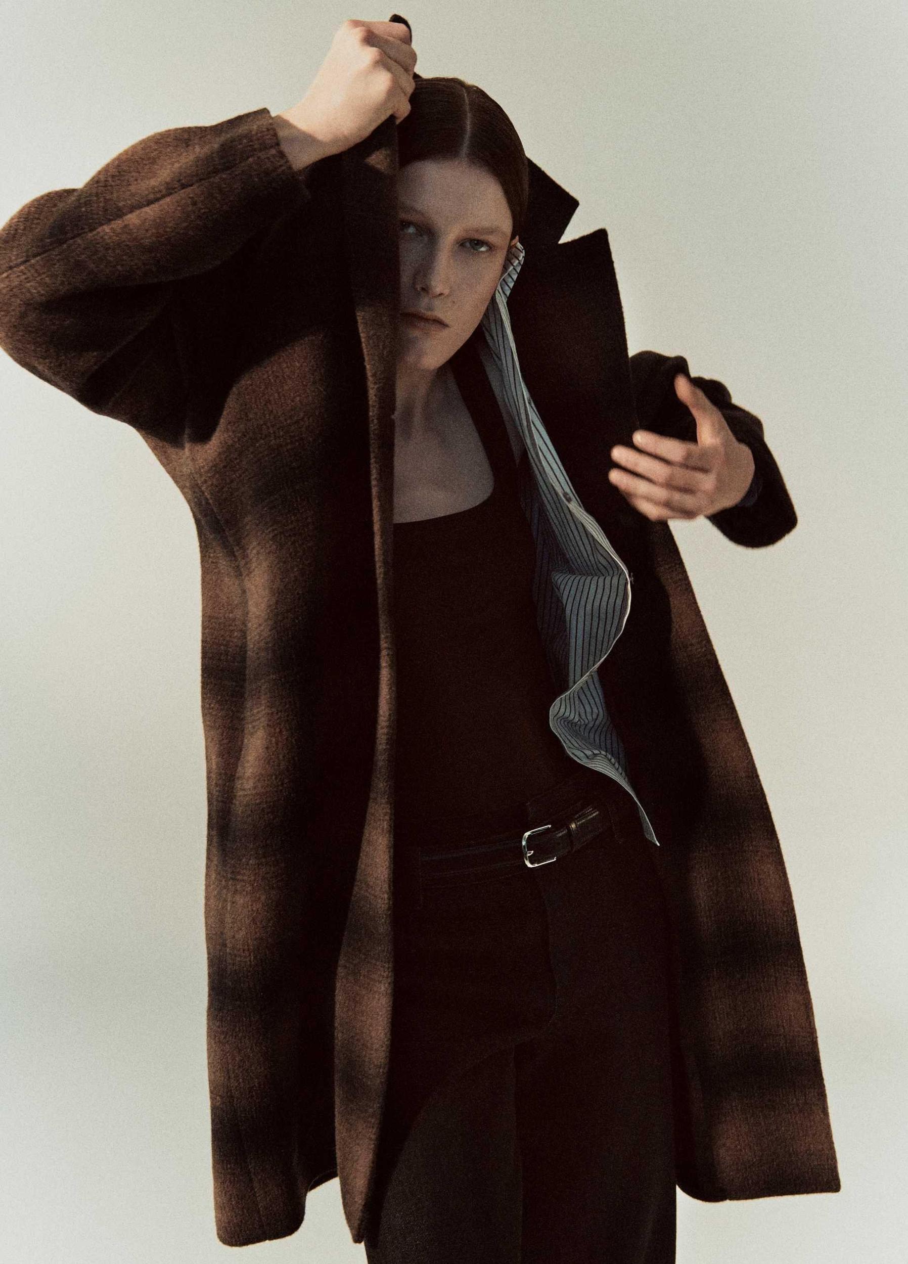 Shadow Plaid Italian Wool-Blend Car Coat Product Image