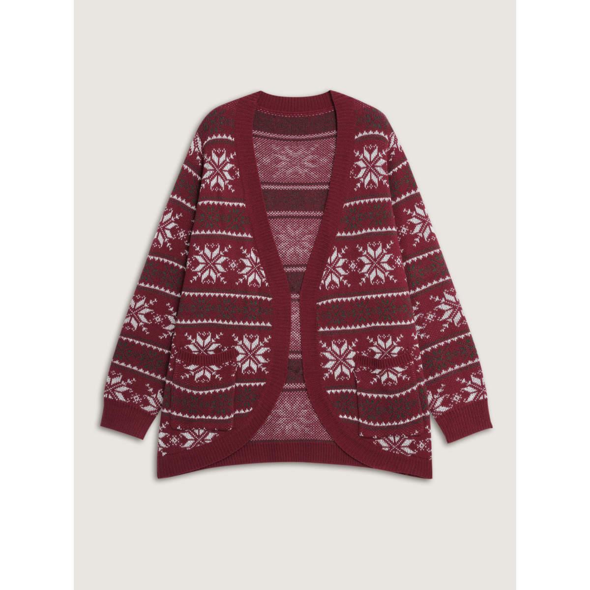 Plus Size Holiday Curvy Hem Ribbed Knit Cardigan Scarlet Women Leisure Loose Long Sleeve Casual Cardigans BloomChic 10/M Product Image