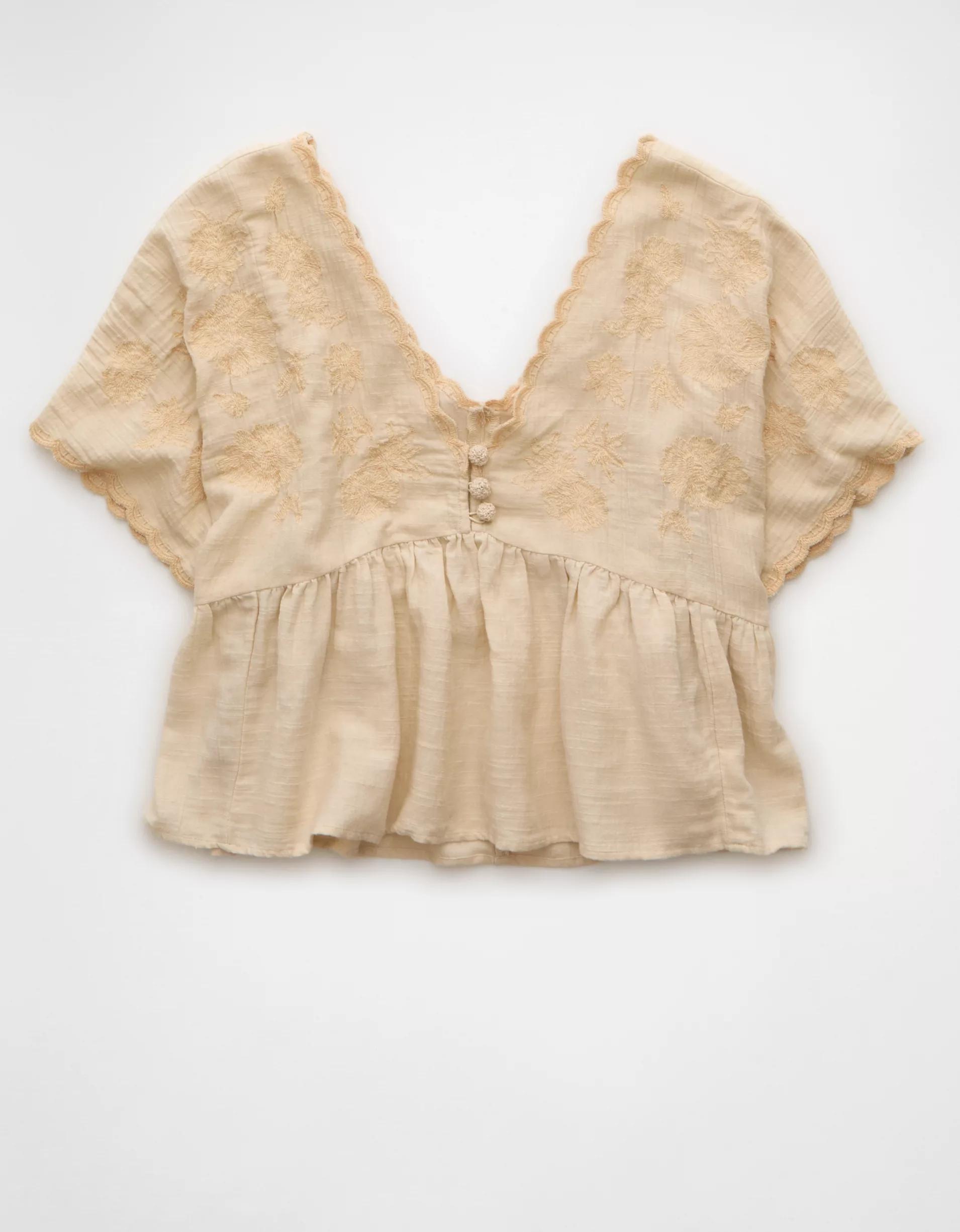 AE V-Neck Embroidered Blouse Product Image