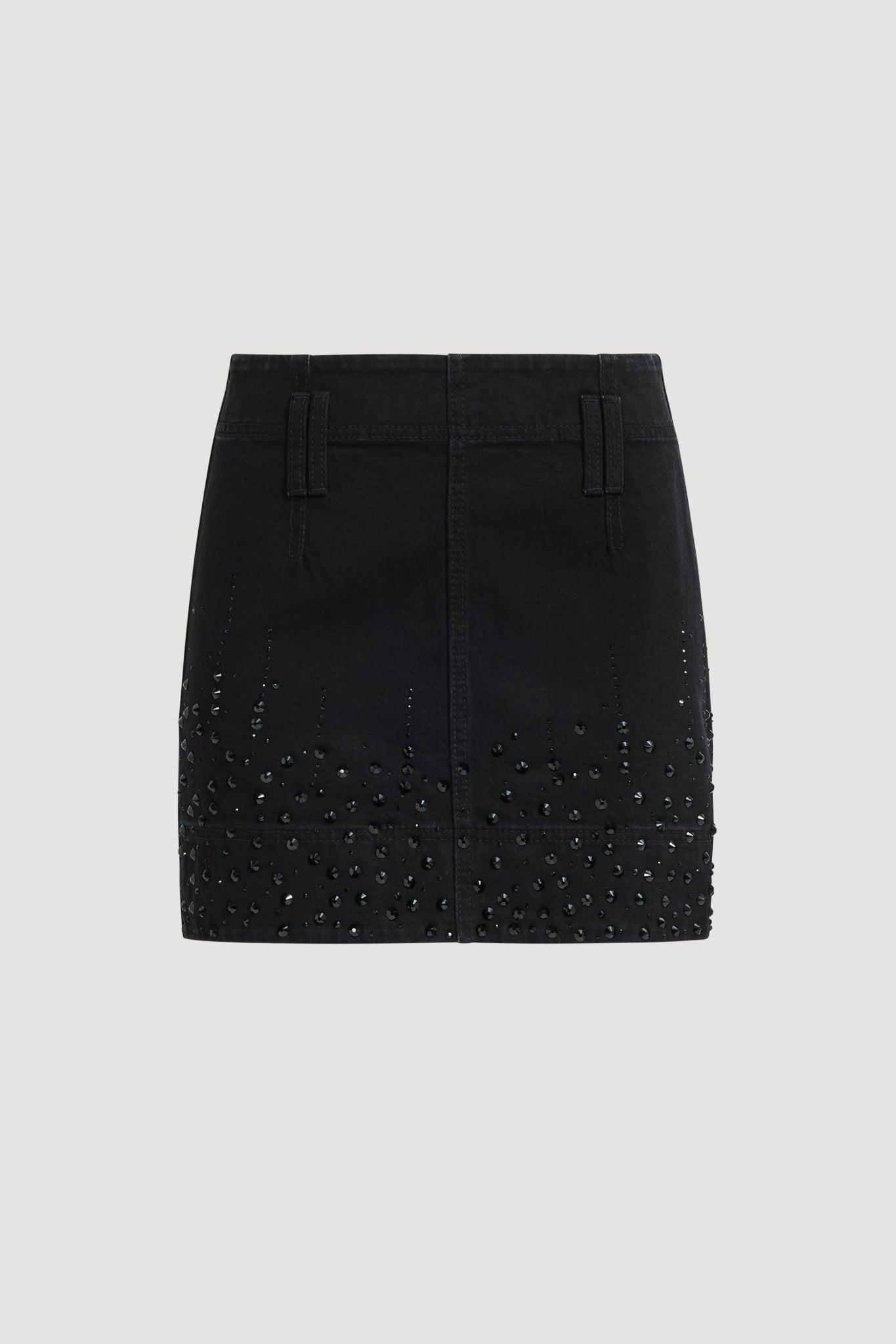 Vanaia Denim Mini Skirt-WASHED BLACK / 4 Product Image