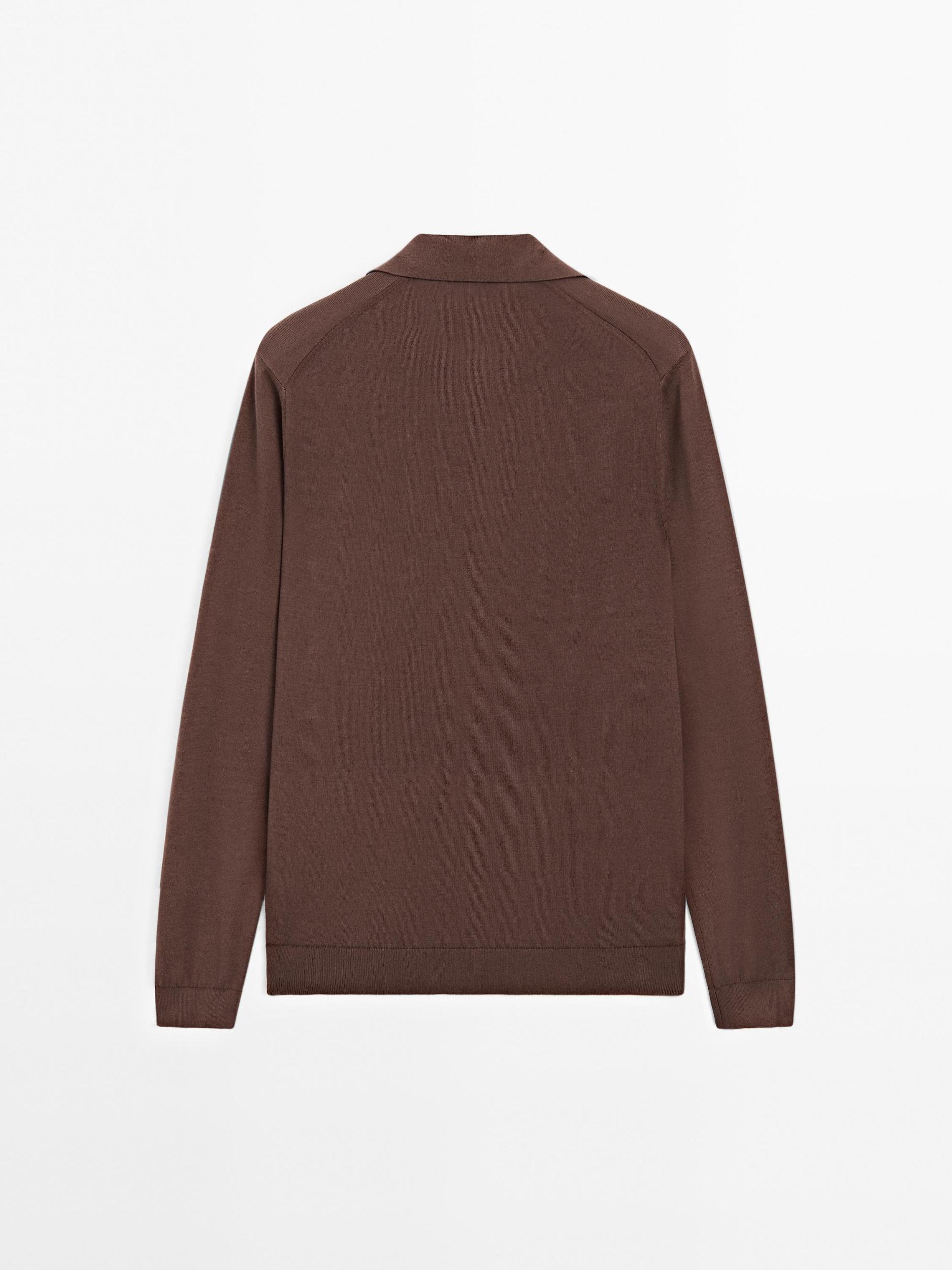 Cotton and silk blend knit polo sweater Product Image