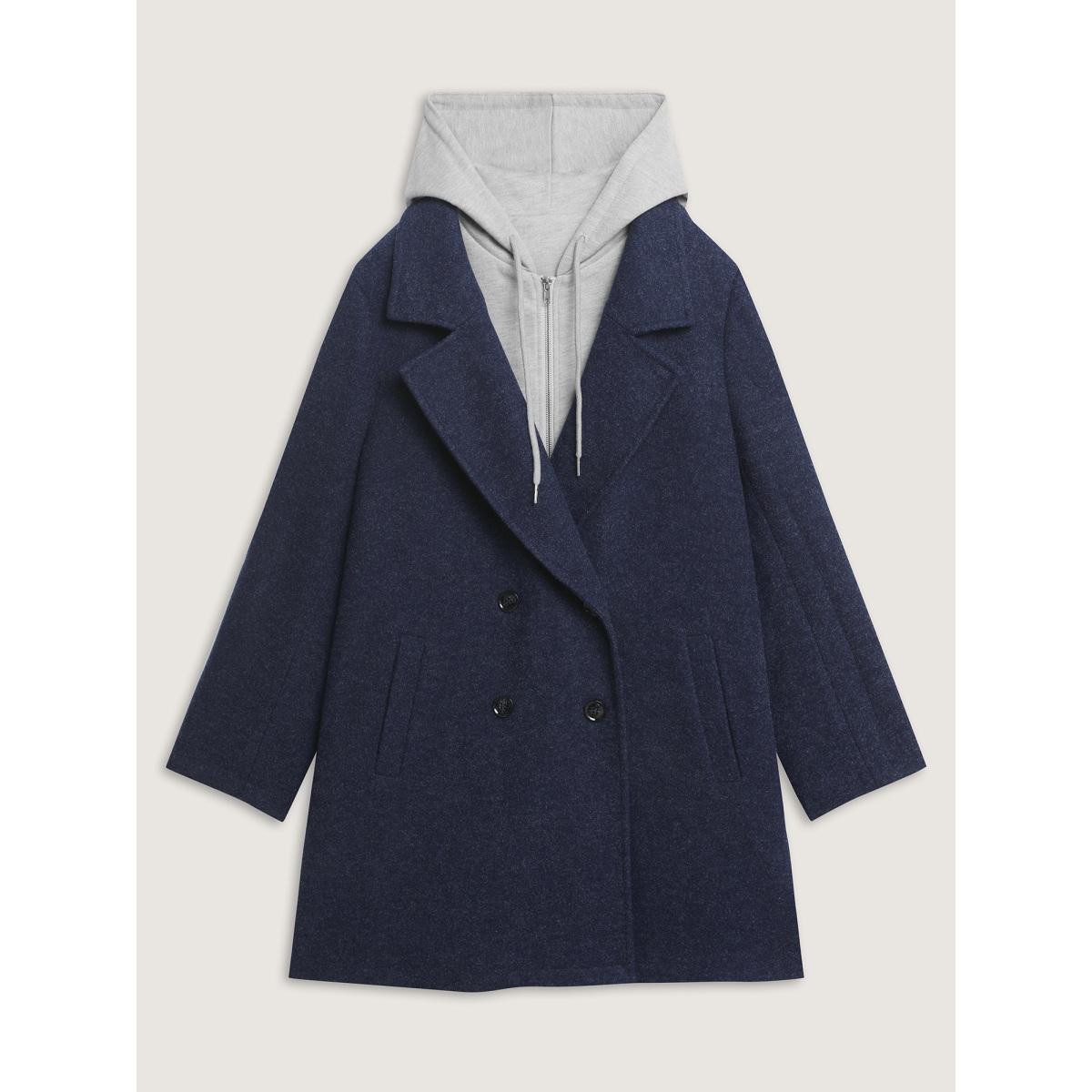 Plus Size 2 In 1 Double Breasted Hooded Coat Women Midnight Leisure Contrast Ladies Casual Winter Coats BloomChic 10/M Product Image