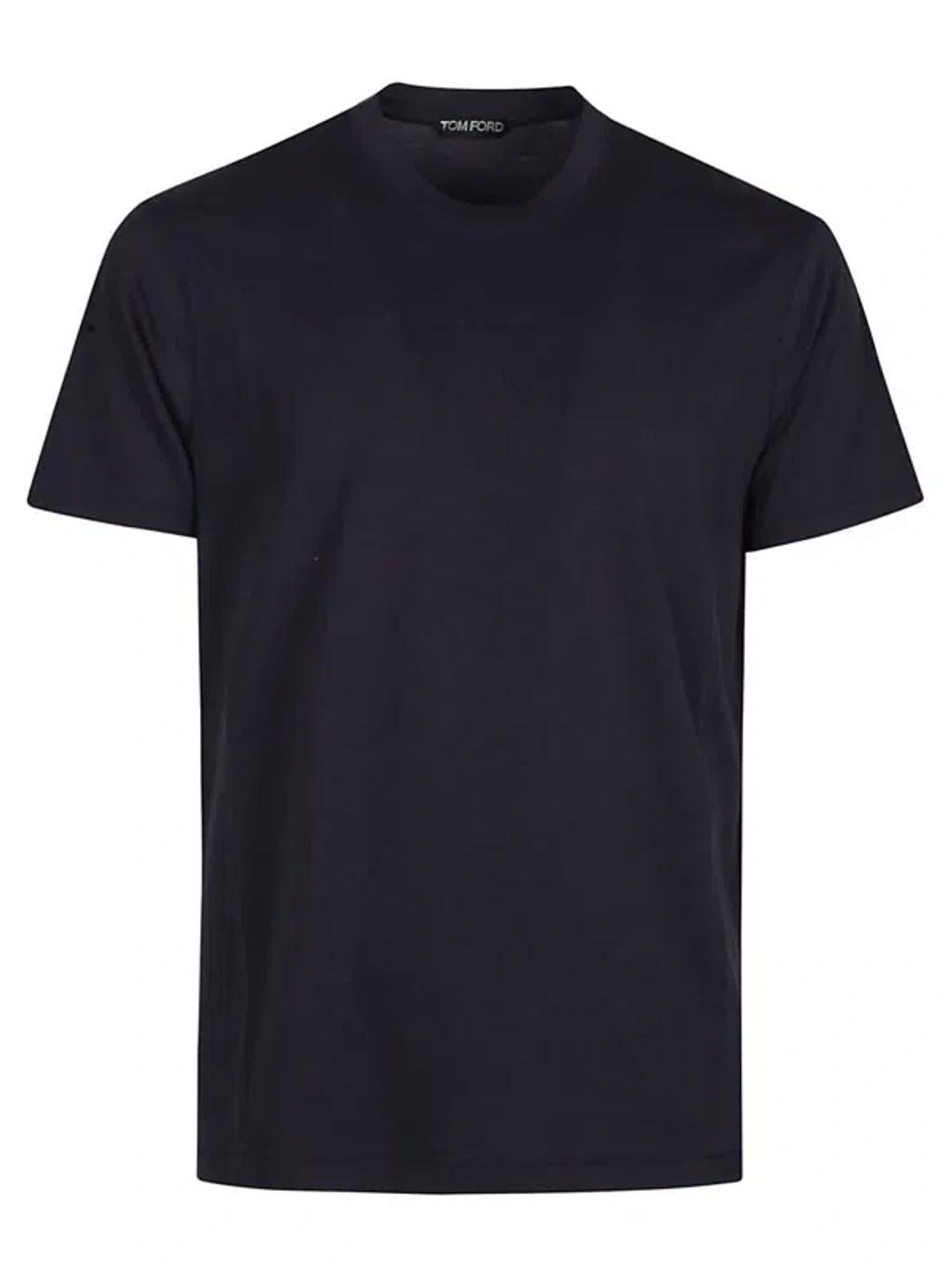 TOM FORD Black Basic Crewneck T-shirt With Tonal Stitching In Cotton Blend Man Product Image