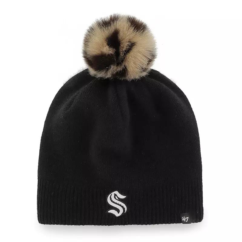 Women's '47 Black Seattle Kraken Serengeti Knit Beanie with Pom, Krk Black Product Image