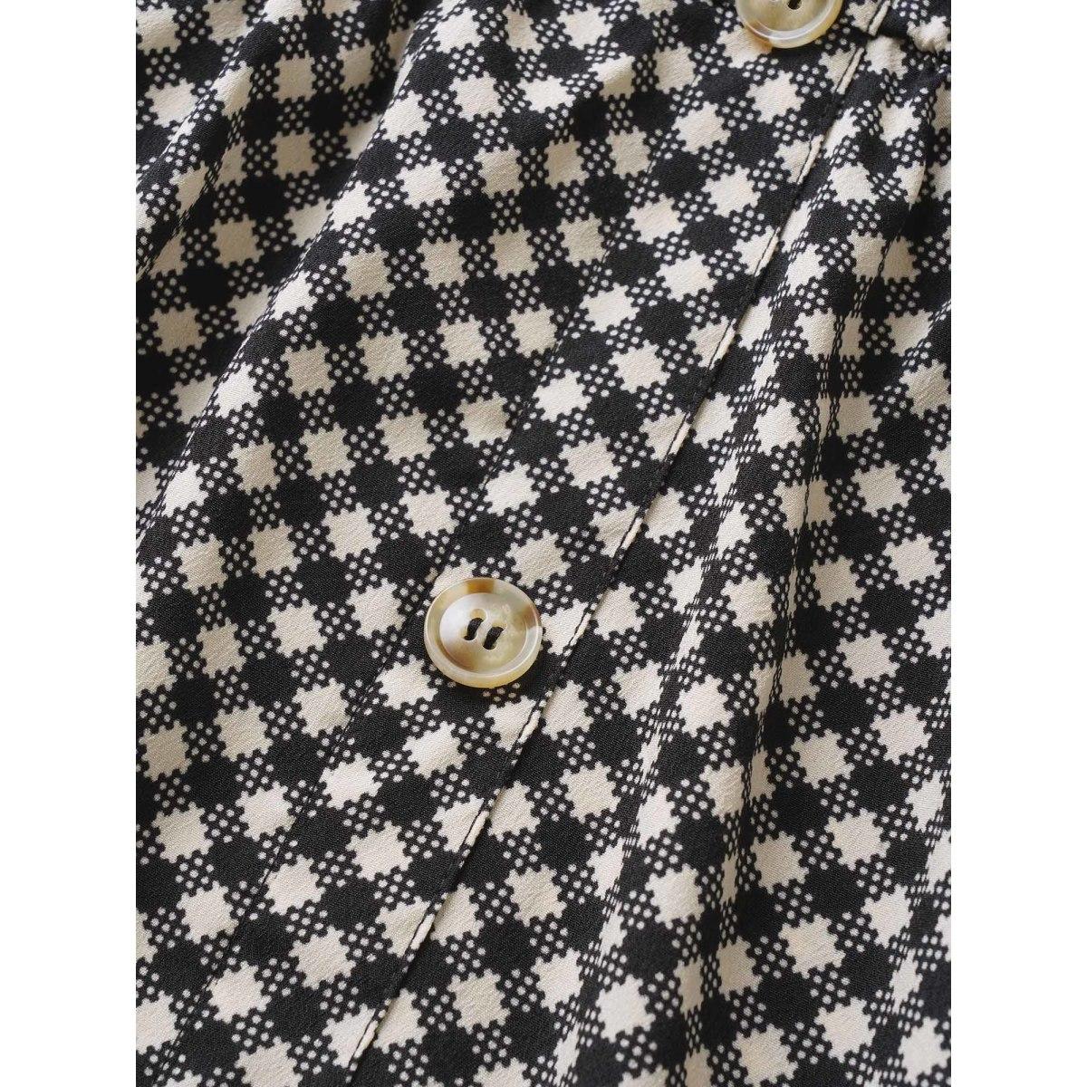 Plus Size Gingham Button Detail Patchwork Cami Dress Black Women Casual Non Non Sleeveless Curvy Midi Dress BloomChic 10/M Product Image