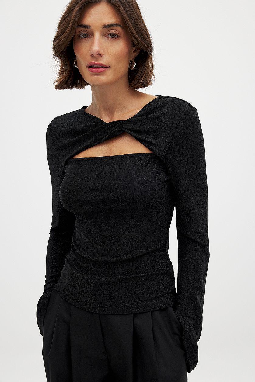 Glitter Twist Top Black Product Image