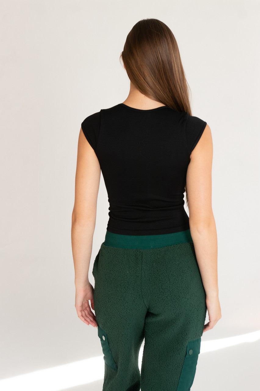 Notch Neck Ribbed Seamless Tee Product Image