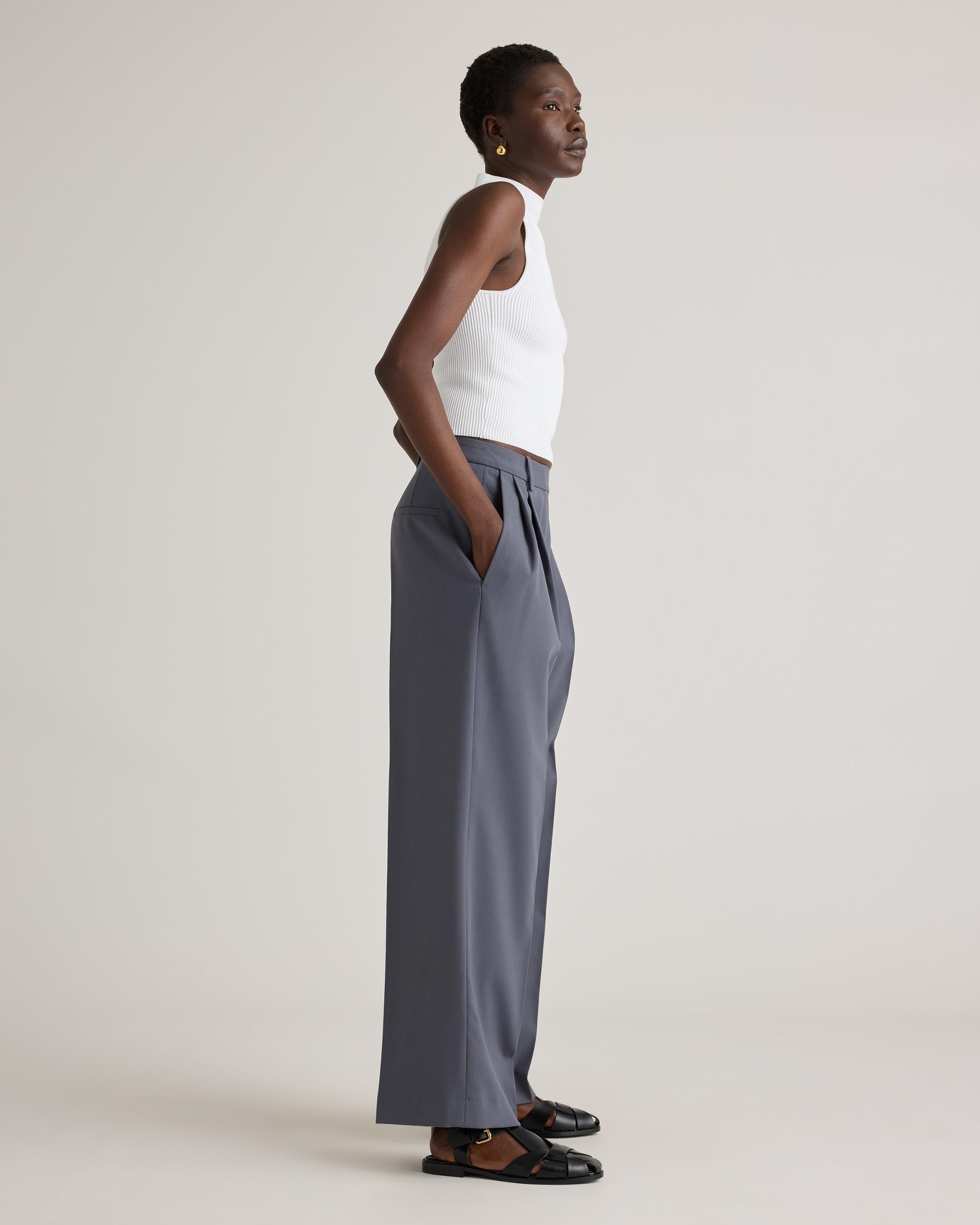 Quince | Women's Cropped High Neck Ribbed Knit Tank Top Size XS, Recycled nylon/polyester/spandex Product Image