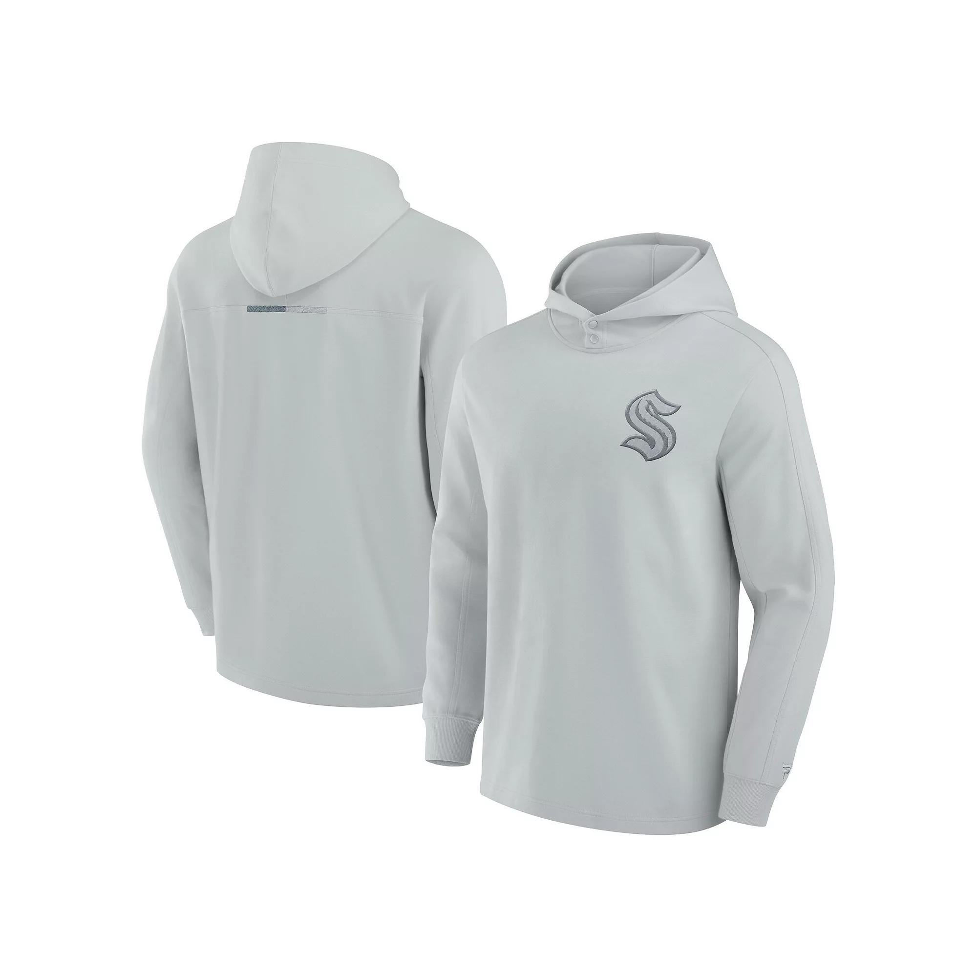 Men's Fanatics Signature Gray Seattle Kraken Elements Lightweight Tri-Blend Fleece Hoodie, Adult Unisex,  Product Image