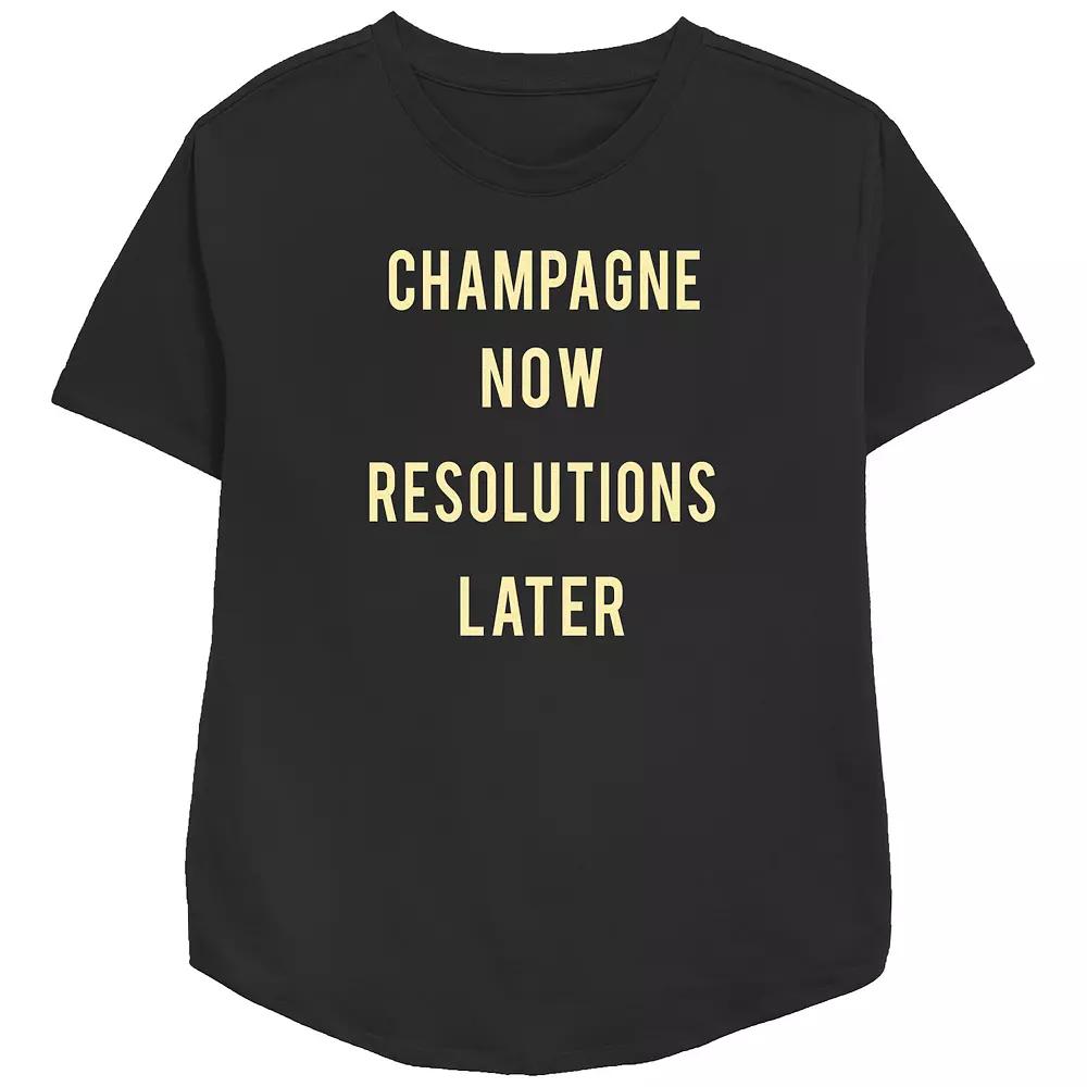 Women's Champagne Now Resolutions Later Relaxed Fit Graphic Tee,  Product Image