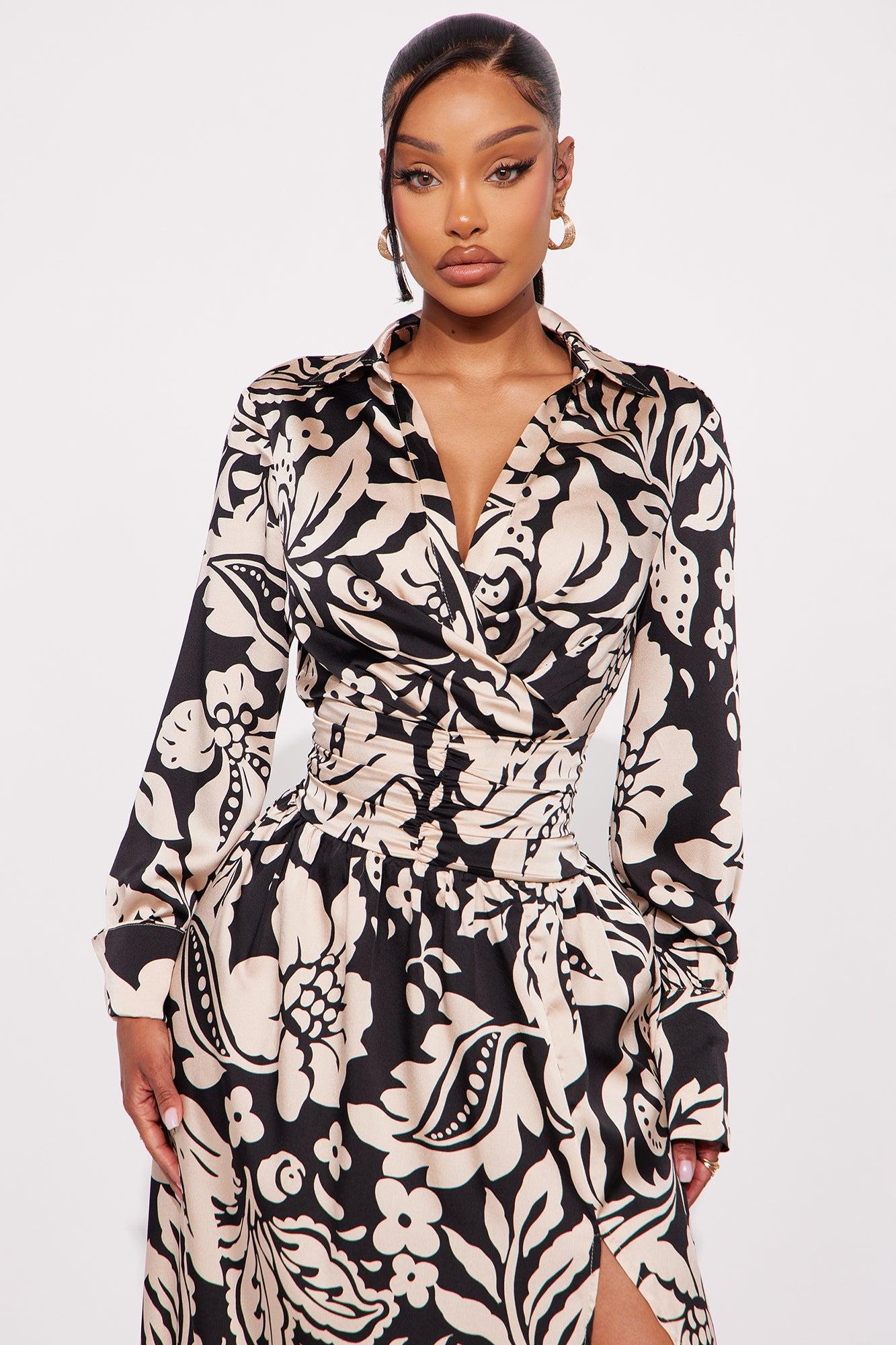 Alison Satin Floral Maxi Dress - Black/combo Female Product Image