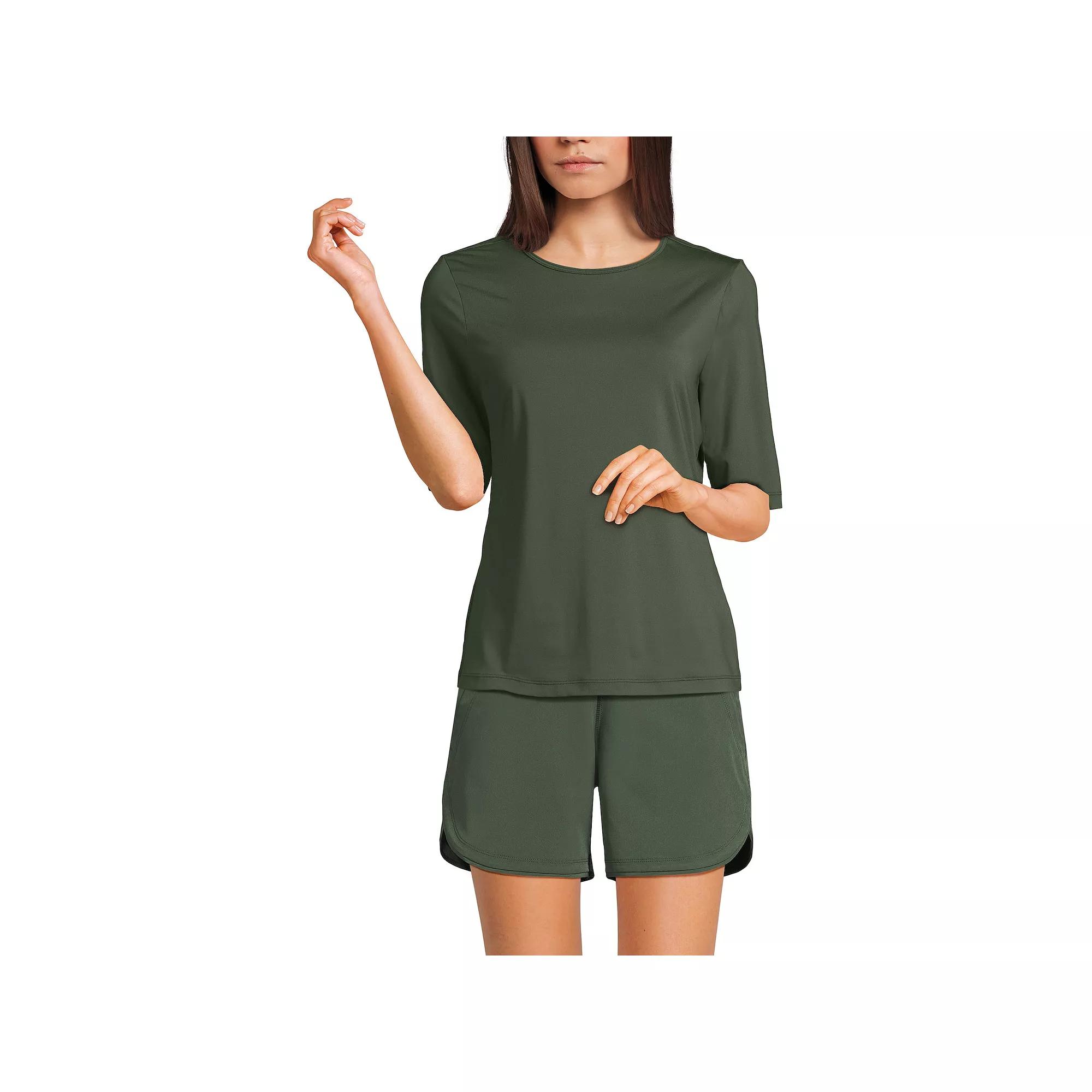 Petite Lands' End UPF 50 Elbow-Sleeve Rash Guard Swim Tee, Women's,  Product Image