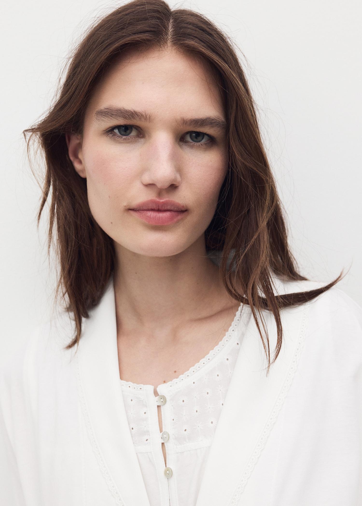 Cotton gown with embroidery detail - Home | MANGO USA Product Image