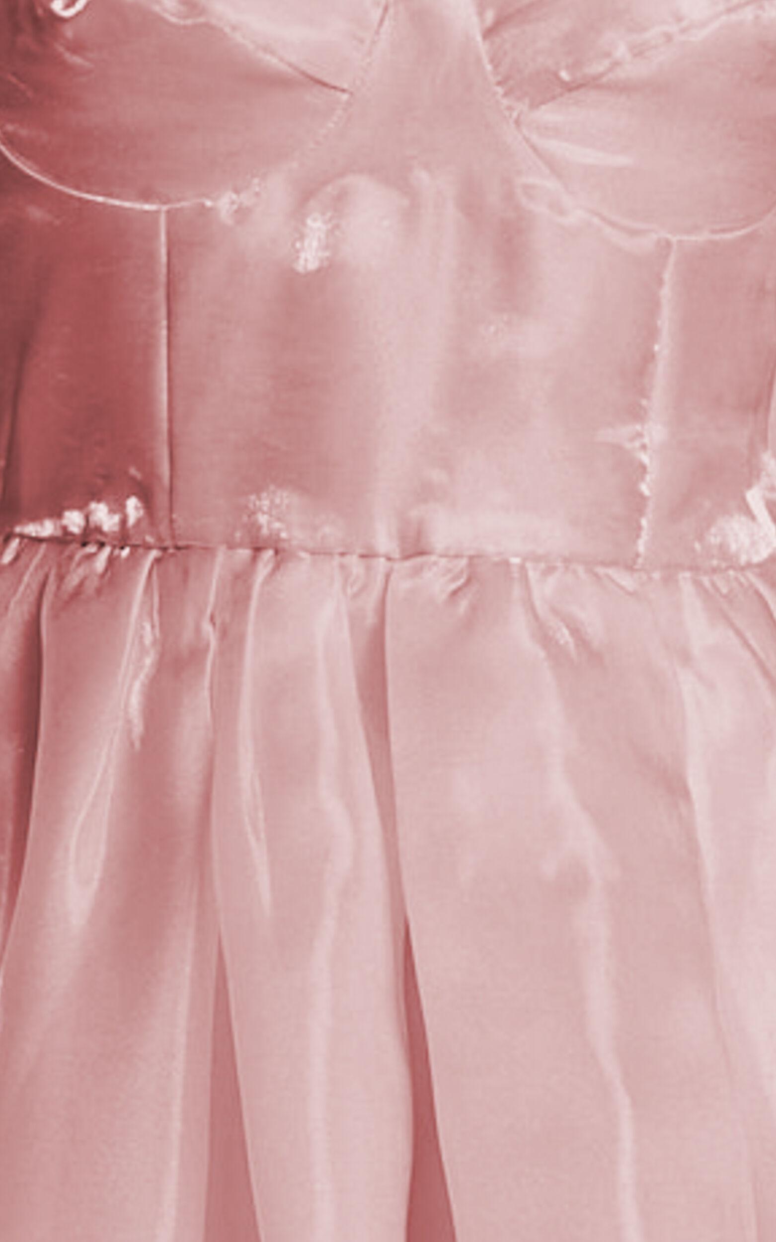 Amber Mini Dress - Sleeveless Ruffle Detail Sweetheart Pleated Dress in Pink Product Image