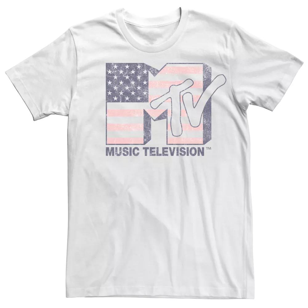 Men's MTV Distressed American Flag Logo Tee,  Product Image