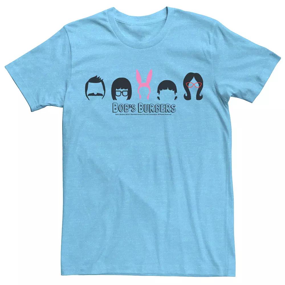 Men's Bob's Burgers Hair Silhouettes Line Up Tee, Size: XXL, Light Blue Grey Product Image