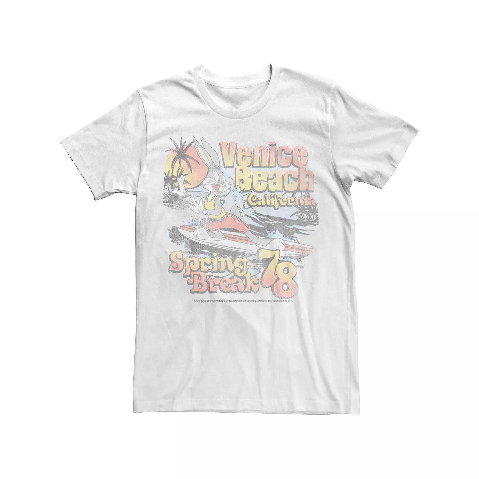 Men's Looney Tunes Bugs Bunny Venice Beach Spring Break 78 Tee, Size: Medium, White Product Image