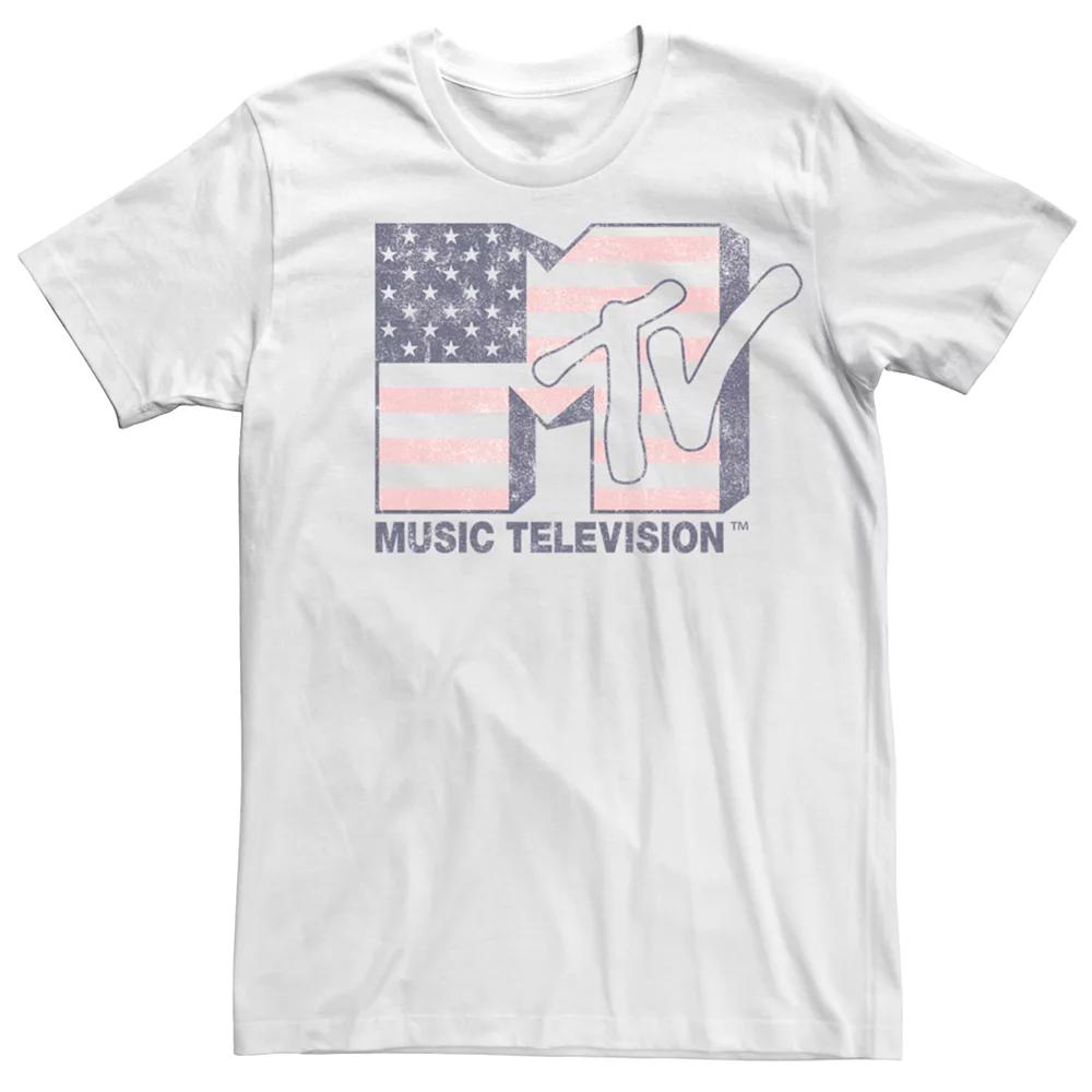 Men's MTV Distressed American Flag Logo Tee,  Product Image