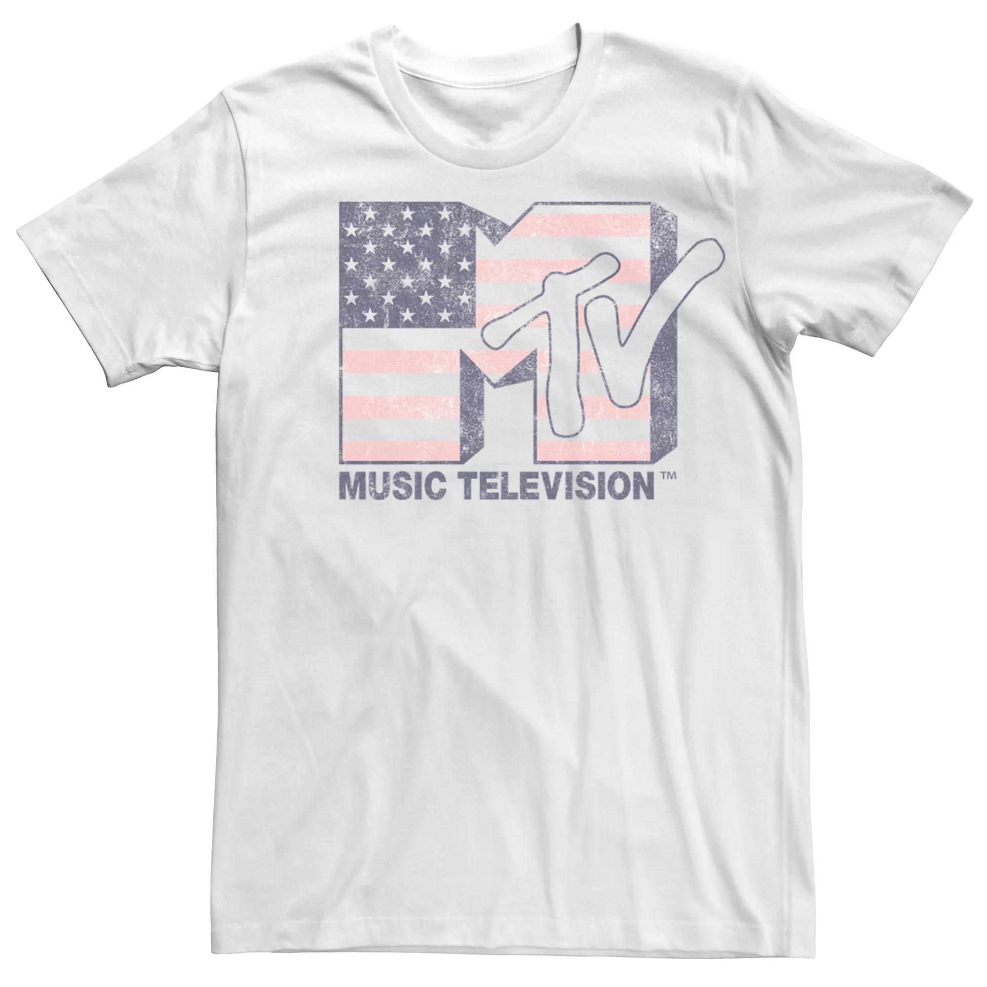 Men's MTV Distressed American Flag Logo Tee,  Product Image