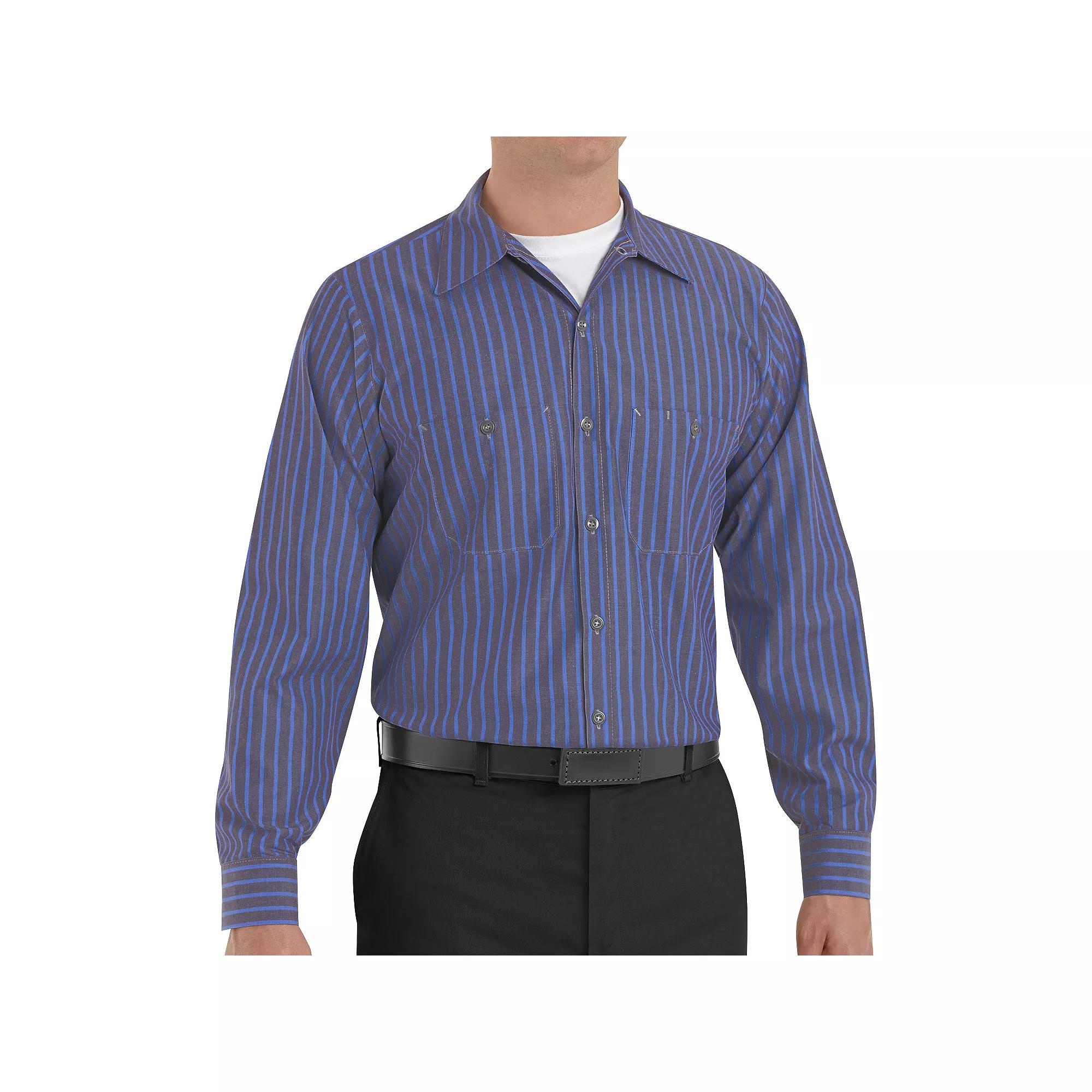 Men's Red Kap Striped Work Shirt, Size: Large, Gray Blue Product Image