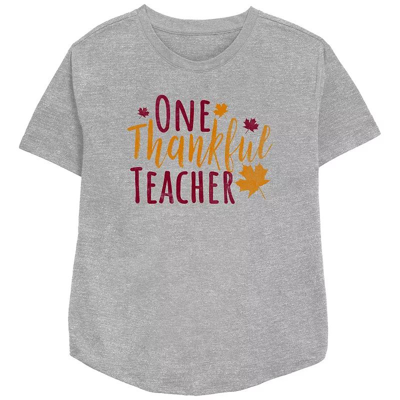 Women's One Thankful Teacher Relaxed Fit Graphic Tee,  Product Image