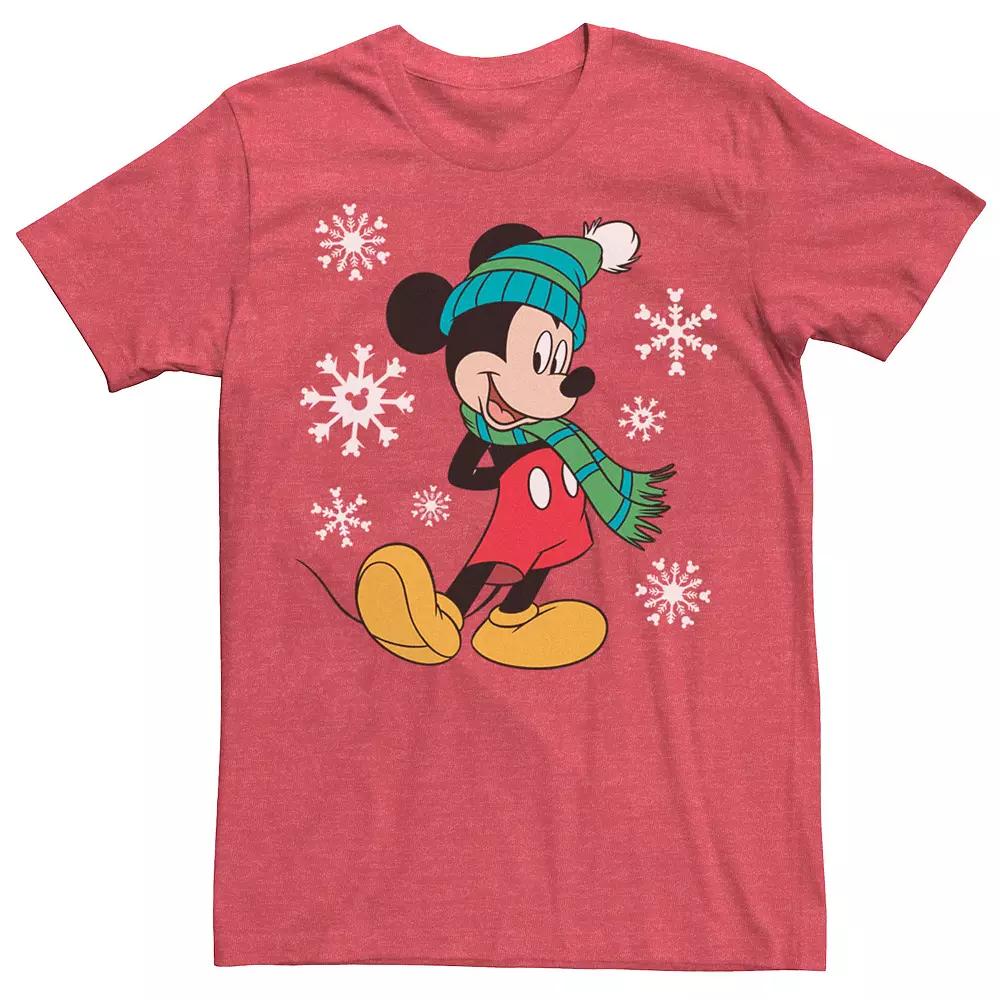 Disney's Mickey Mouse Holiday Snowflakes Portrait Christmas Men's Tee,  Product Image