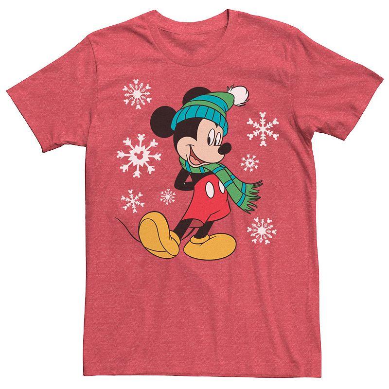 Disney's Mickey Mouse Holiday Snowflakes Portrait Christmas Men's Tee,  Product Image