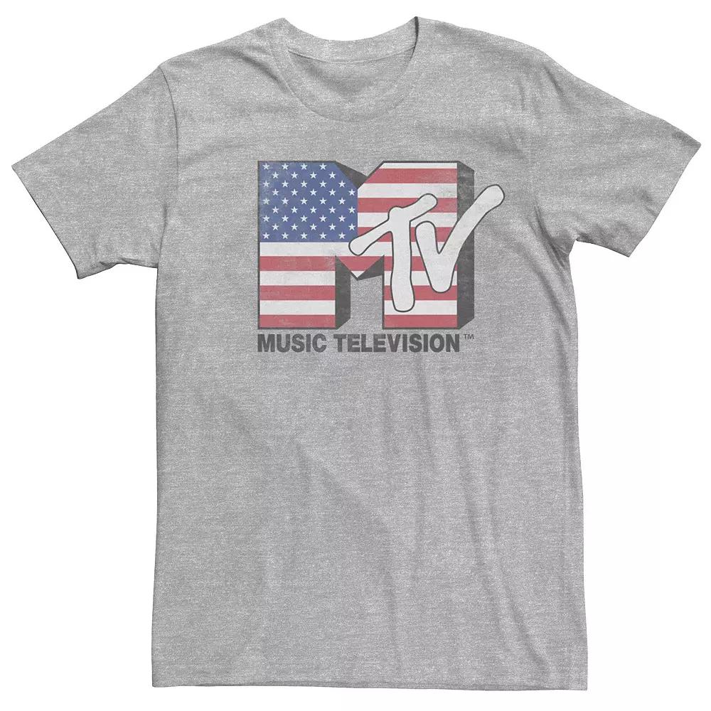 Men's MTV American Flag Faded Logo Short Sleeve Tee,  Product Image