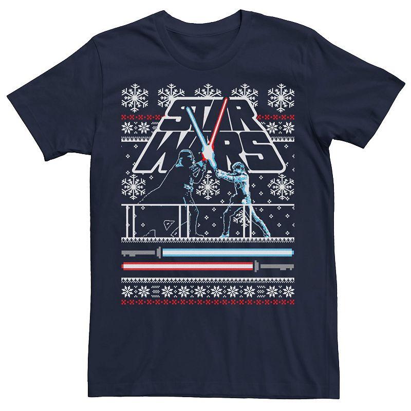 Men's Star Wars Luke Vader Face Off Ugly Christmas Sweater Tee,  Product Image