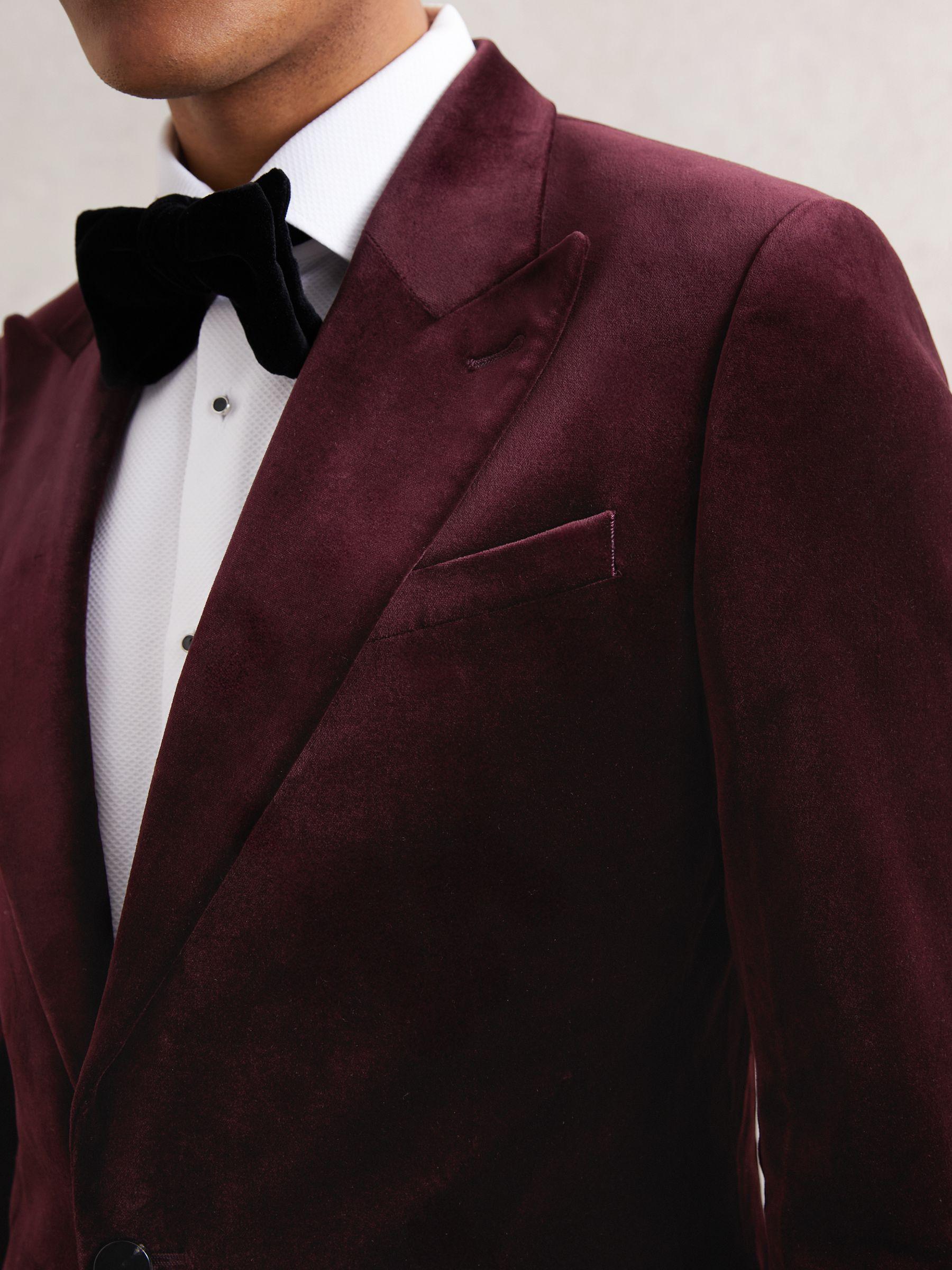 Single-Breasted Velvet Blazer Regular-Fit in Bordeaux Product Image