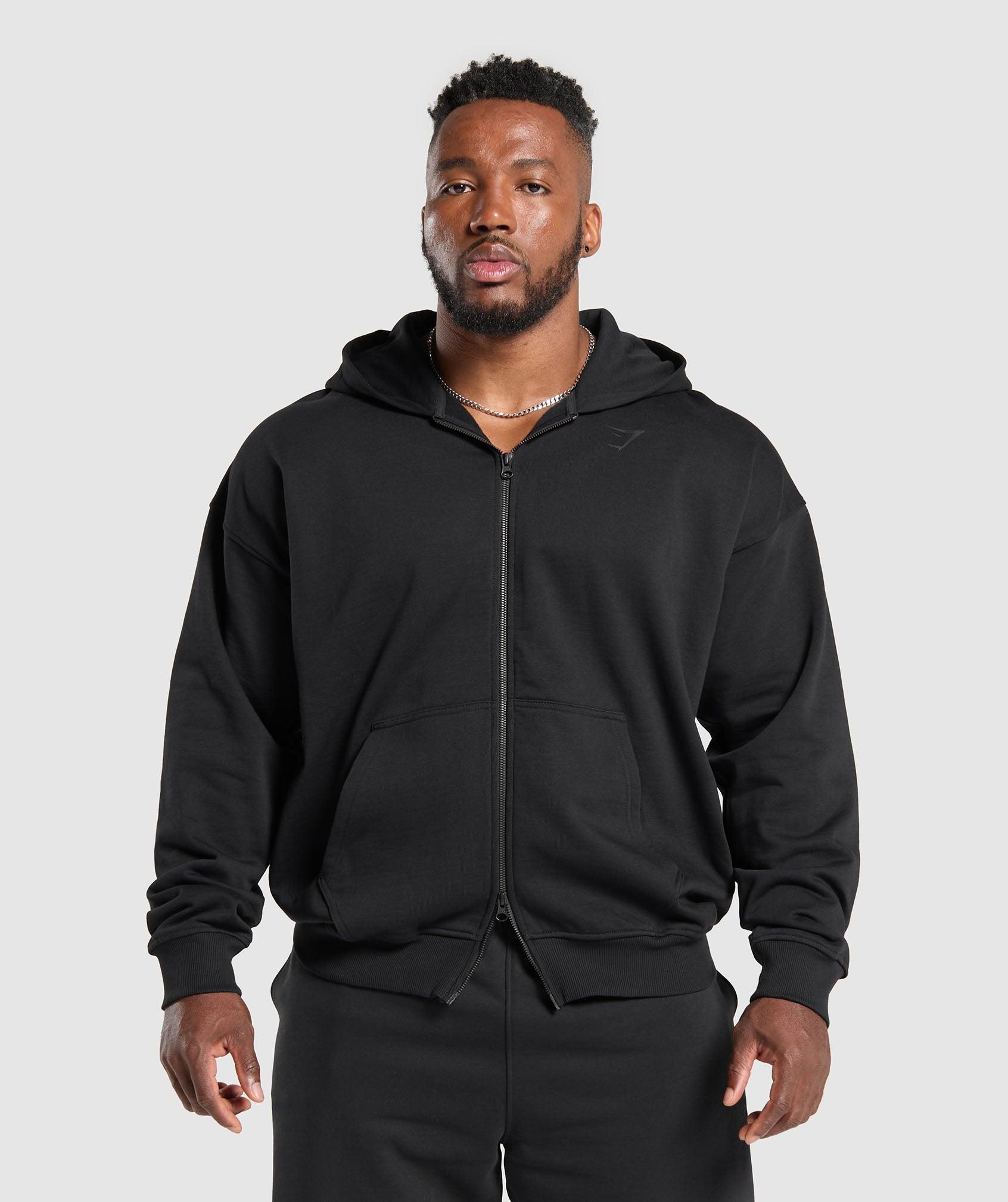 Gymshark Power Zip Up Hoodie - Black Male Product Image