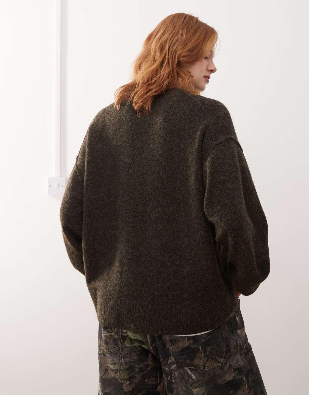 Weekday Funda sweater in dark brown melange Product Image