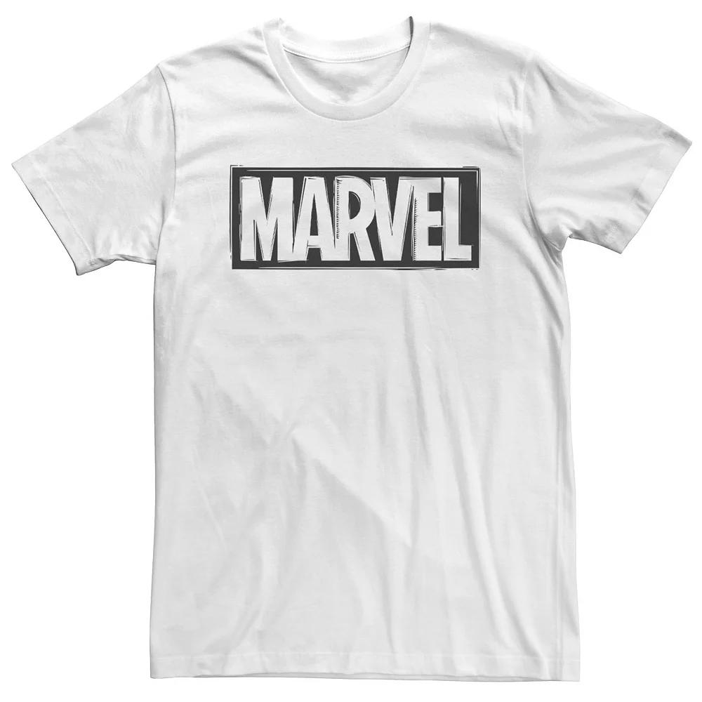 Big & Tall Marvel Woodcut Logo Tee, Men's, Size: 3XL, White Product Image