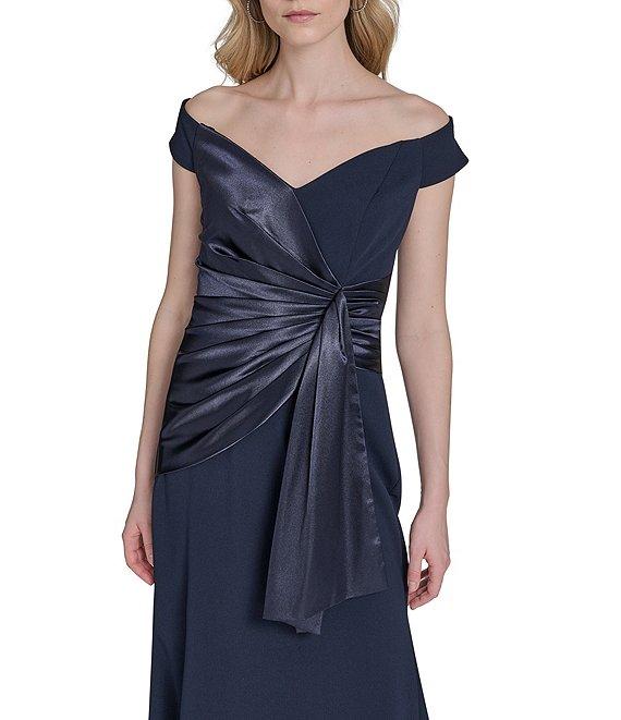 Eliza J Off-the-Shoulder Satin Scuba Crepe Gown Product Image