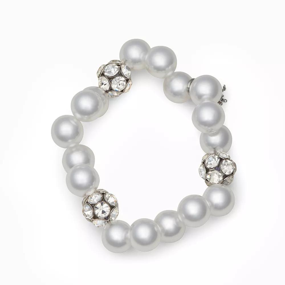 Simply Vera Vera Wang Fireball Simulated Pearl Stretch Bracelet, Women's, Silver Tone Product Image