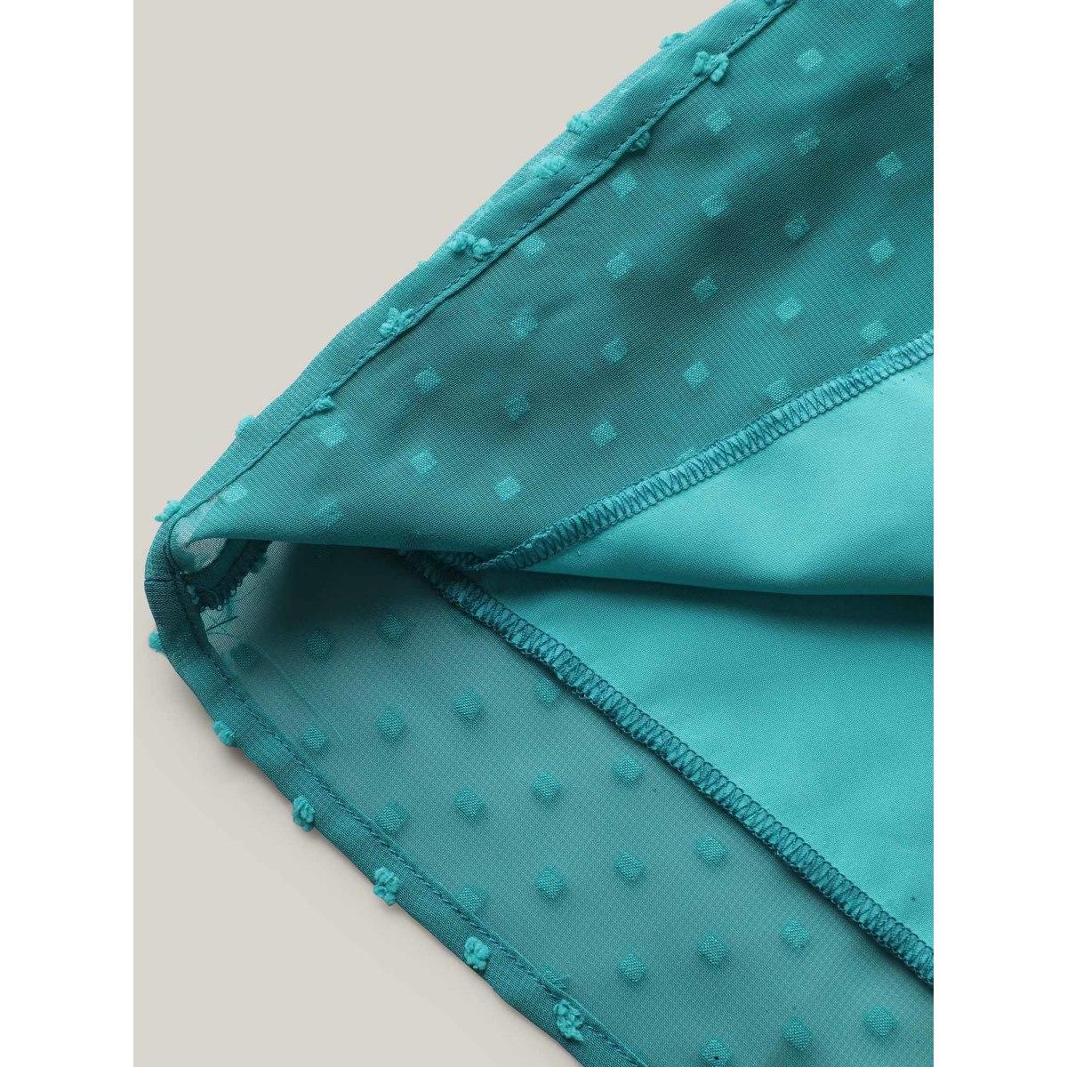 Plus Size Polka Dot Texture Tiered Tassel Midi Dress Emerald Women U-neck Half Sleeve Curvy BloomChic 10/M Product Image