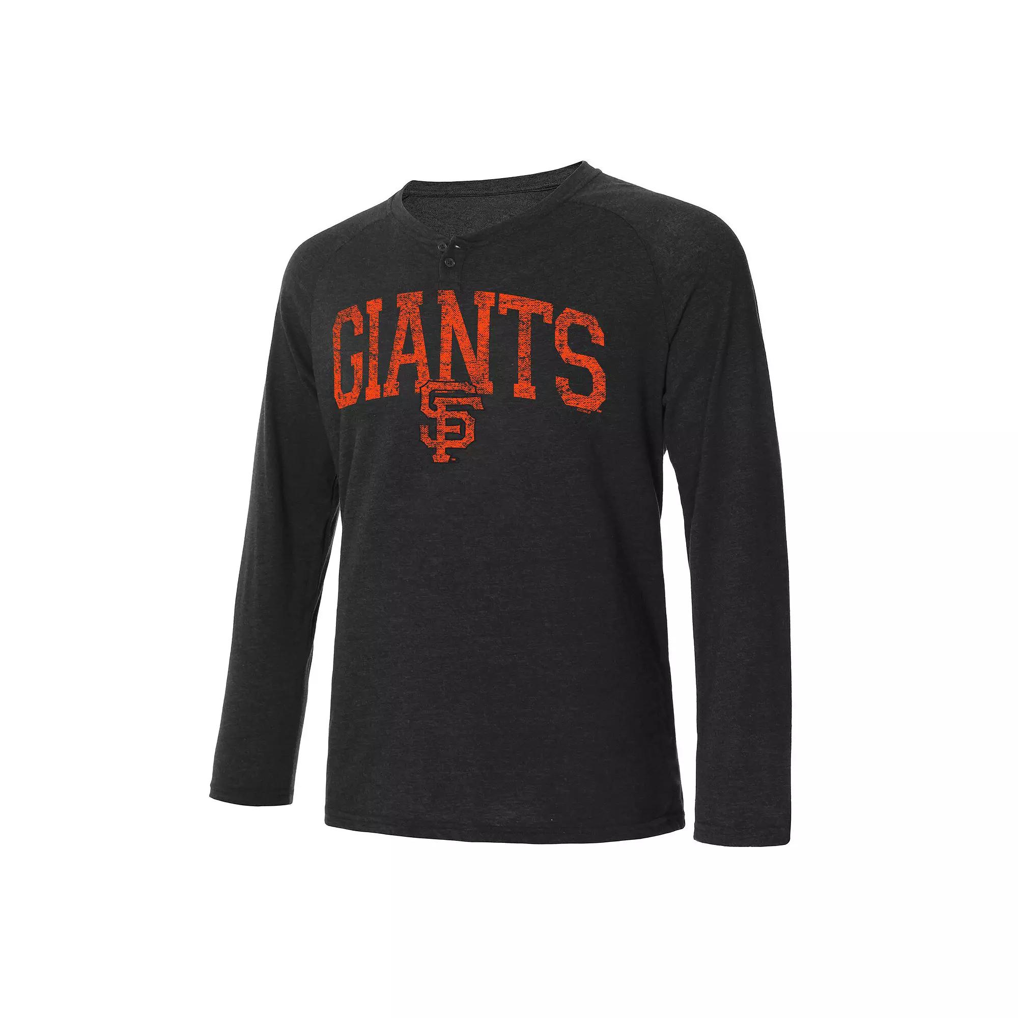 Men's Concepts Sport Black San Francisco Giants Inertia Raglan Long Sleeve Henley T-Shirt, Size: Medium Product Image