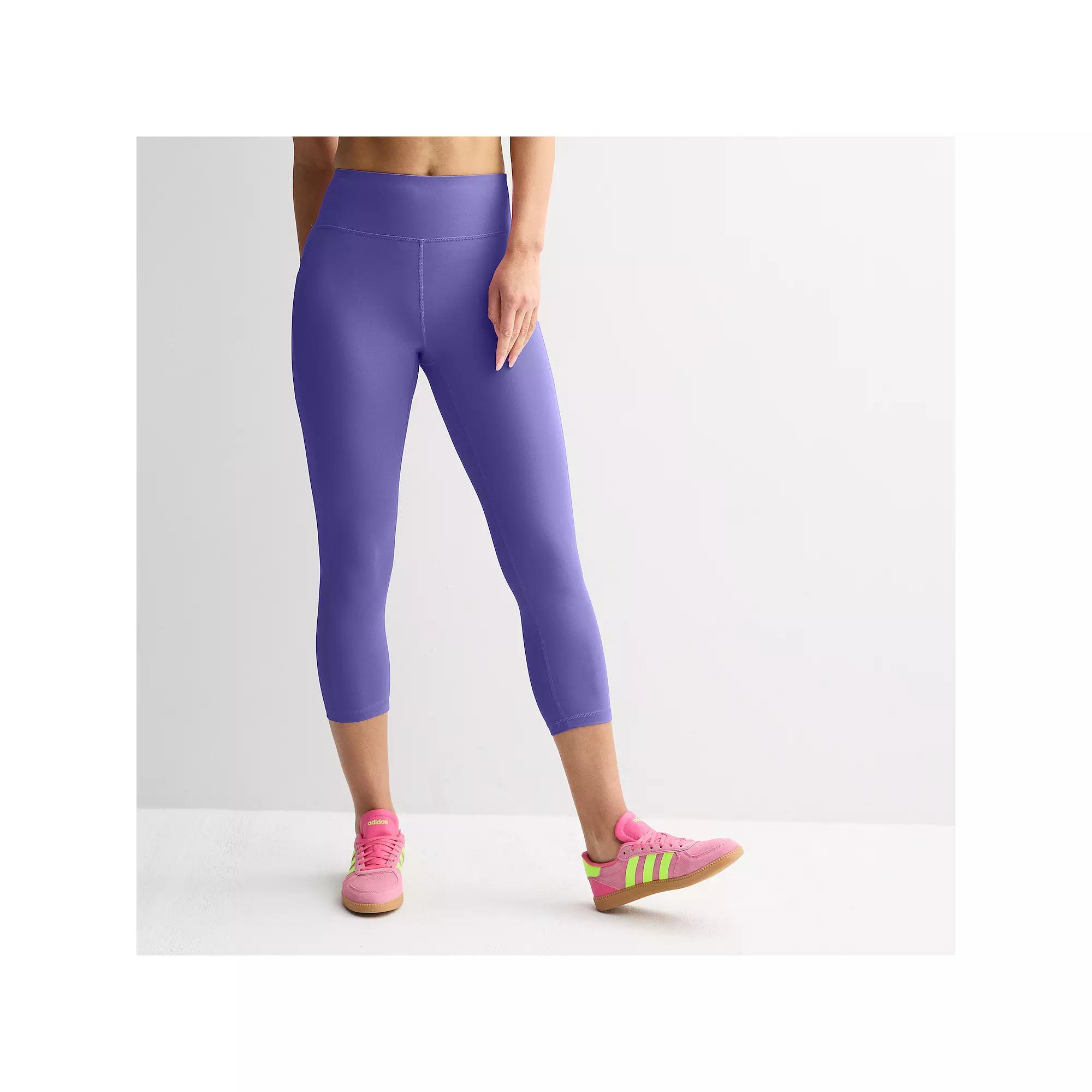 Petite Tek Gear® Ultrastretch Pocket High-Waisted Capri Leggings, Women's, Size: Large Petite, Peyton Purple Product Image