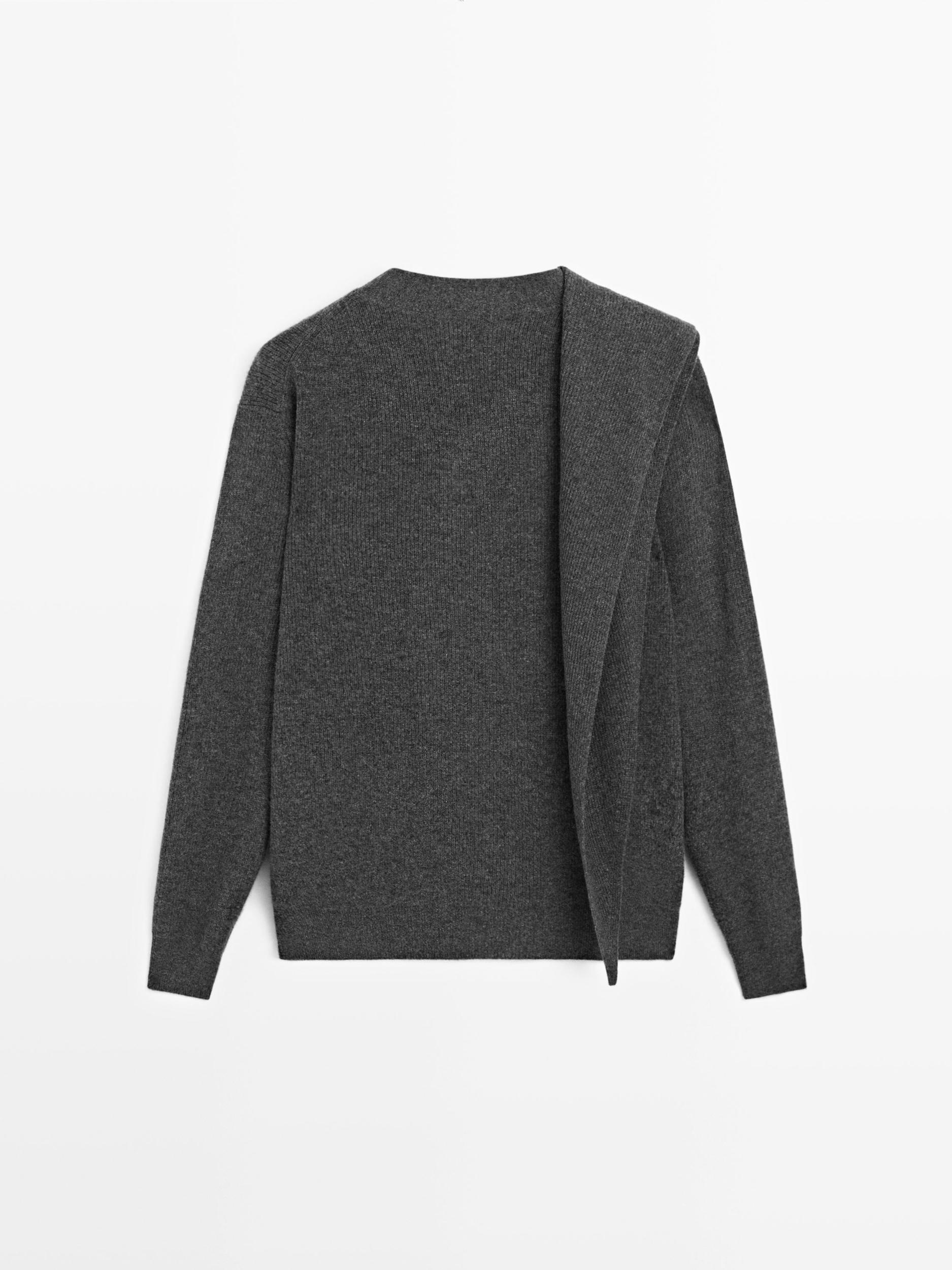 100% wool cardigan with scarf detail Product Image