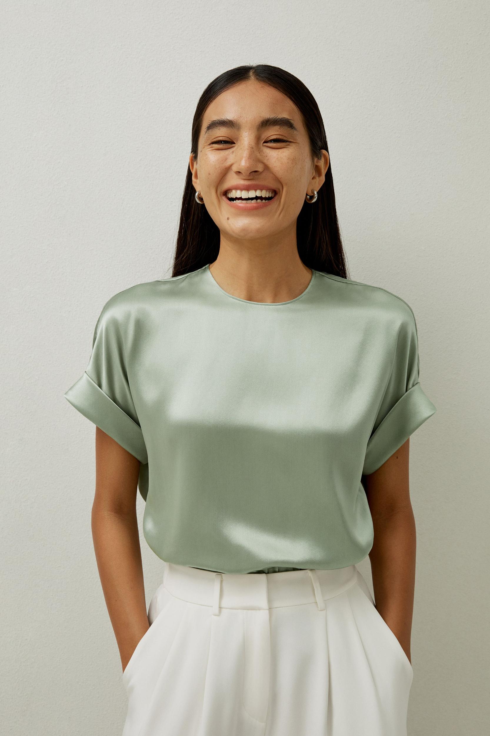 LILYSILK T Shirt Silk - Womens - Navy Blue 100 Silk - Organic Oversized Tops XS Product Image