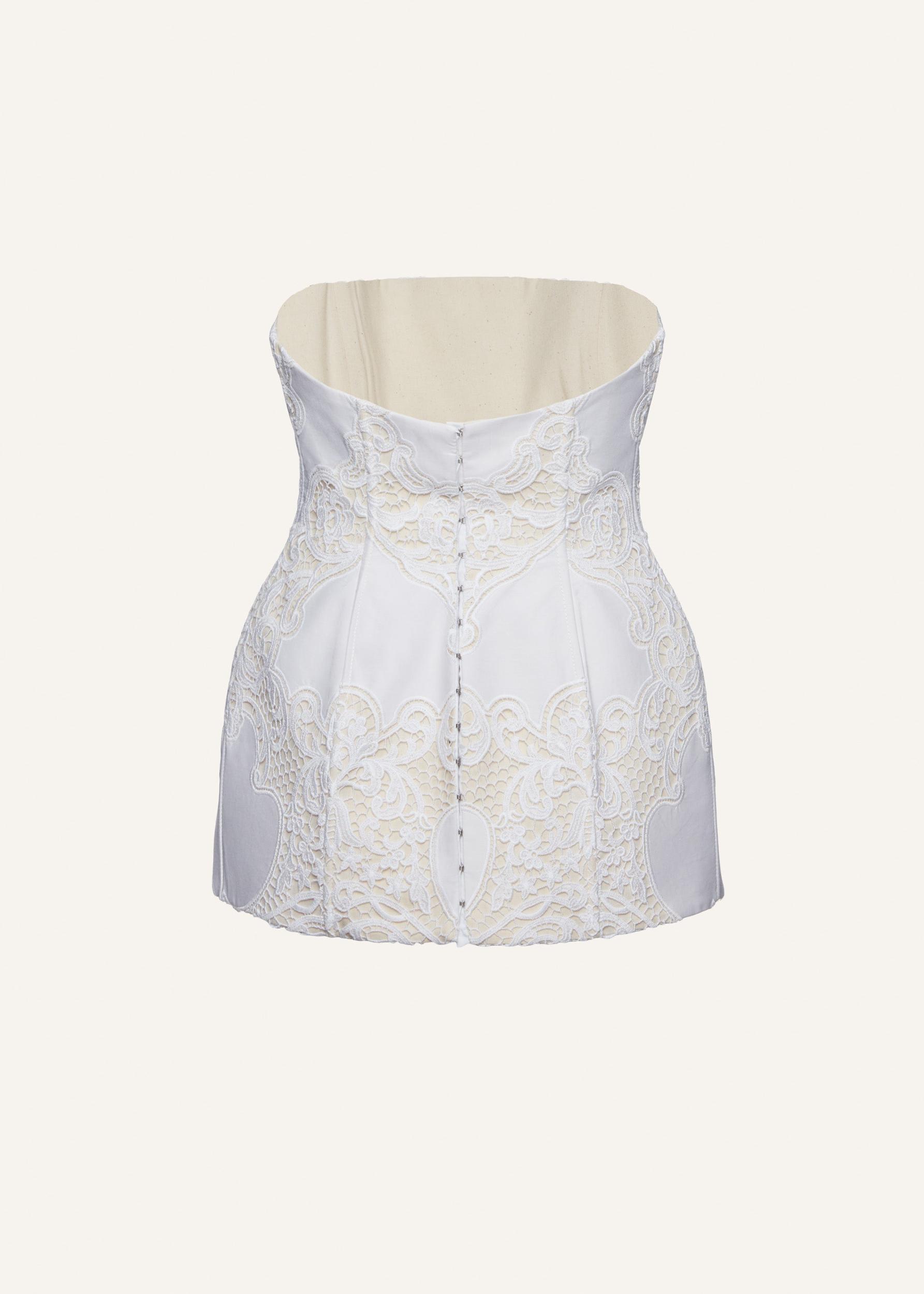 Strapless hourglass corset in white lace Product Image