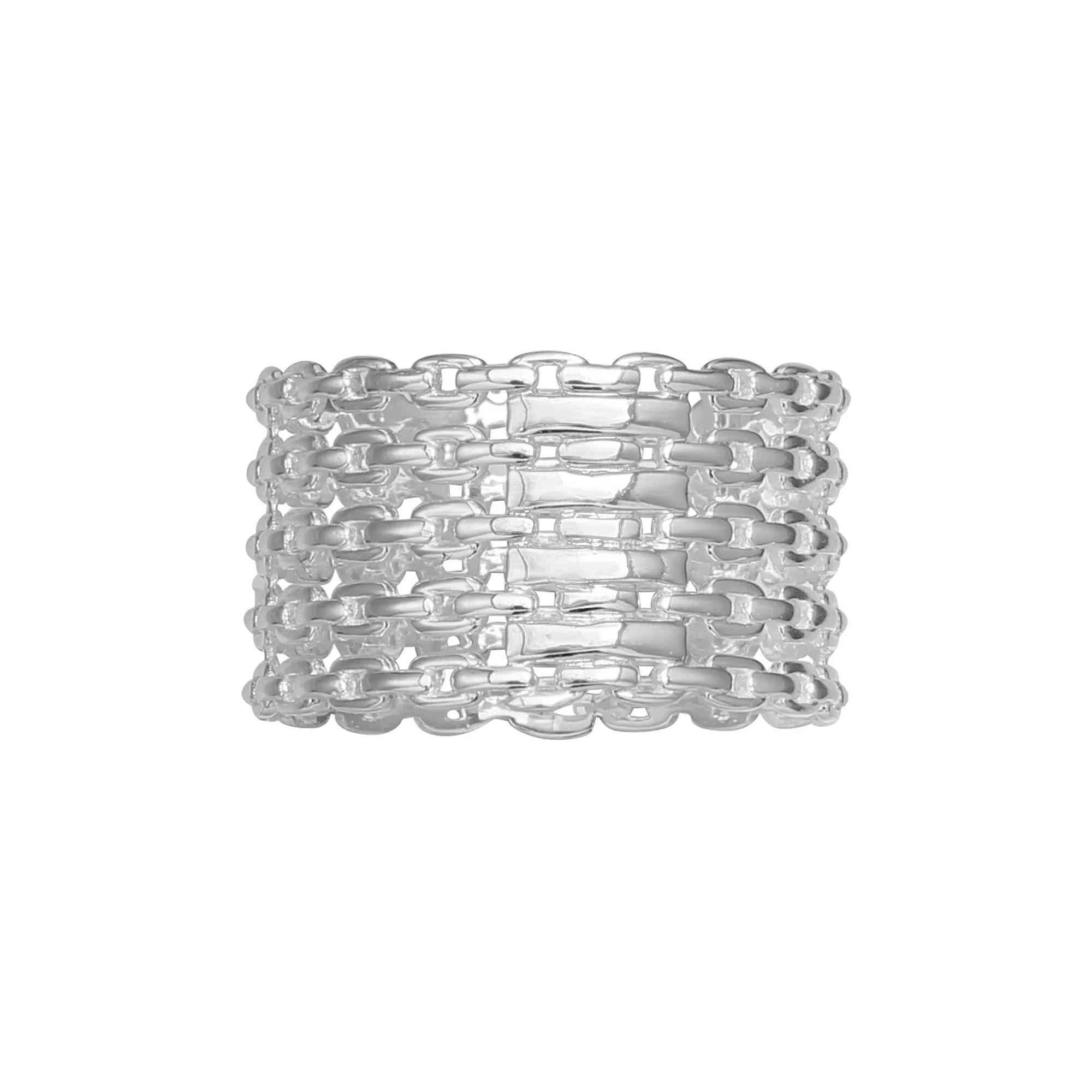PRIMROSE Sterling Silver 5-Row Link Ring, Women's, Size: 7 Product Image