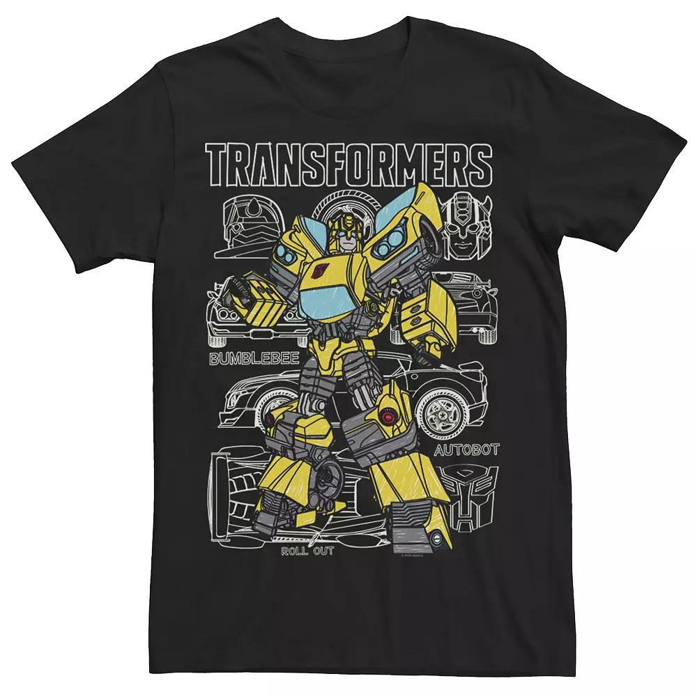 Men's Transformers Bumblebee Doodle Background Tee,  Product Image