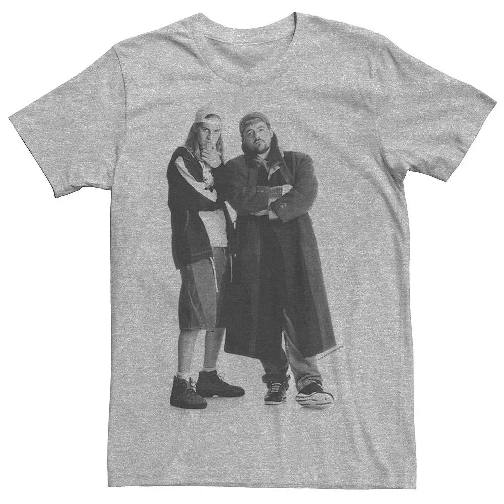 Men's Jay And Silent Bob Greyscale Portrait Tee, Size: Small, Athletic Grey Product Image