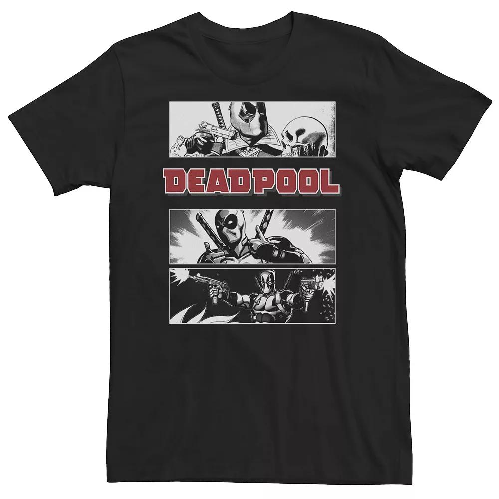 Big & Tall Marvel Deadpool Title Logo Comic Panels Tee, Men's, Size: XXL Tall, Black Product Image