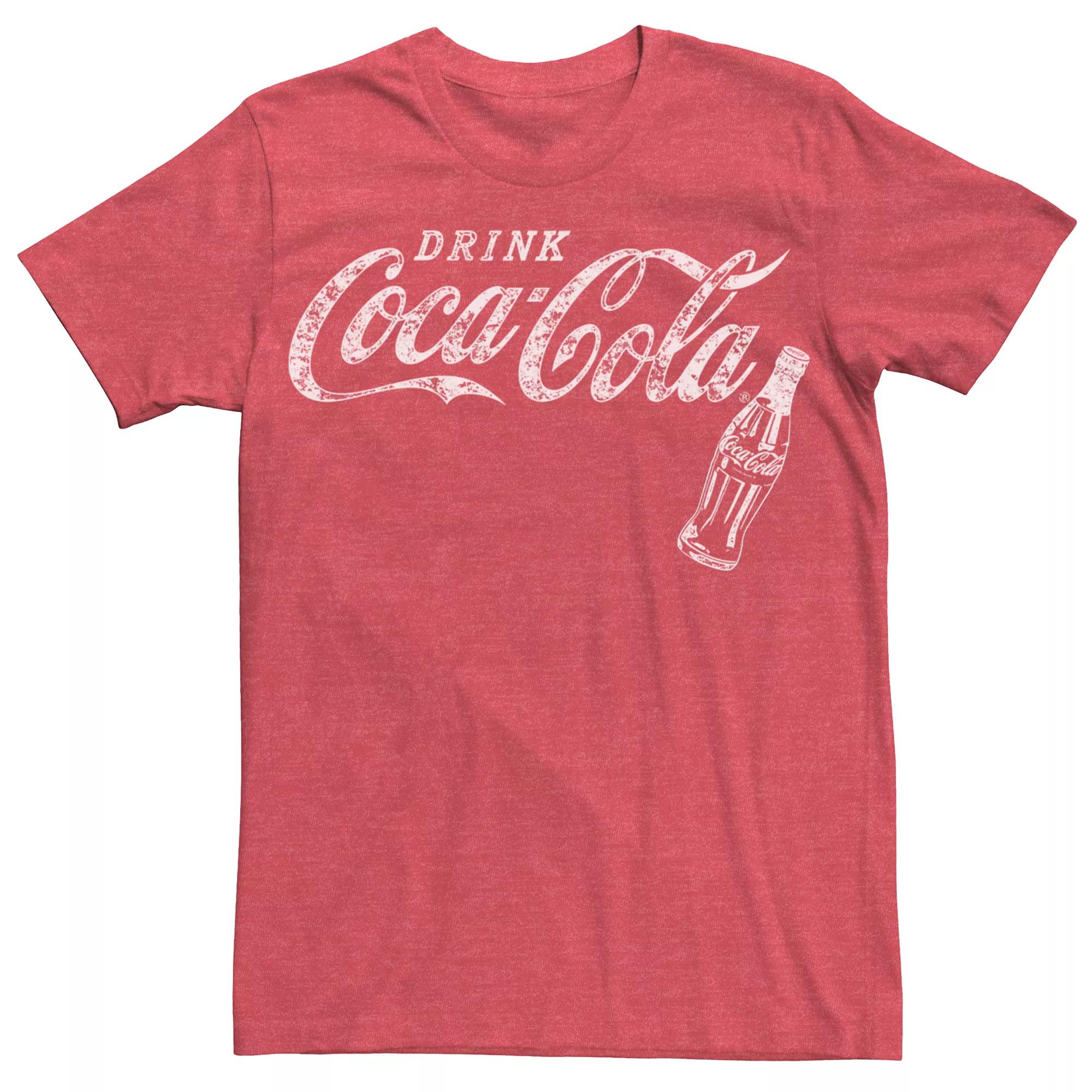 Mens Coca-Cola Vintage Bottle Logo Tee Red Grey Product Image