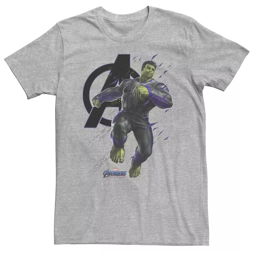 Big & Tall Marvel Avengers Endgame Hulk Logo Tee, Men's, Size: Large Tall, Athletic Grey Product Image